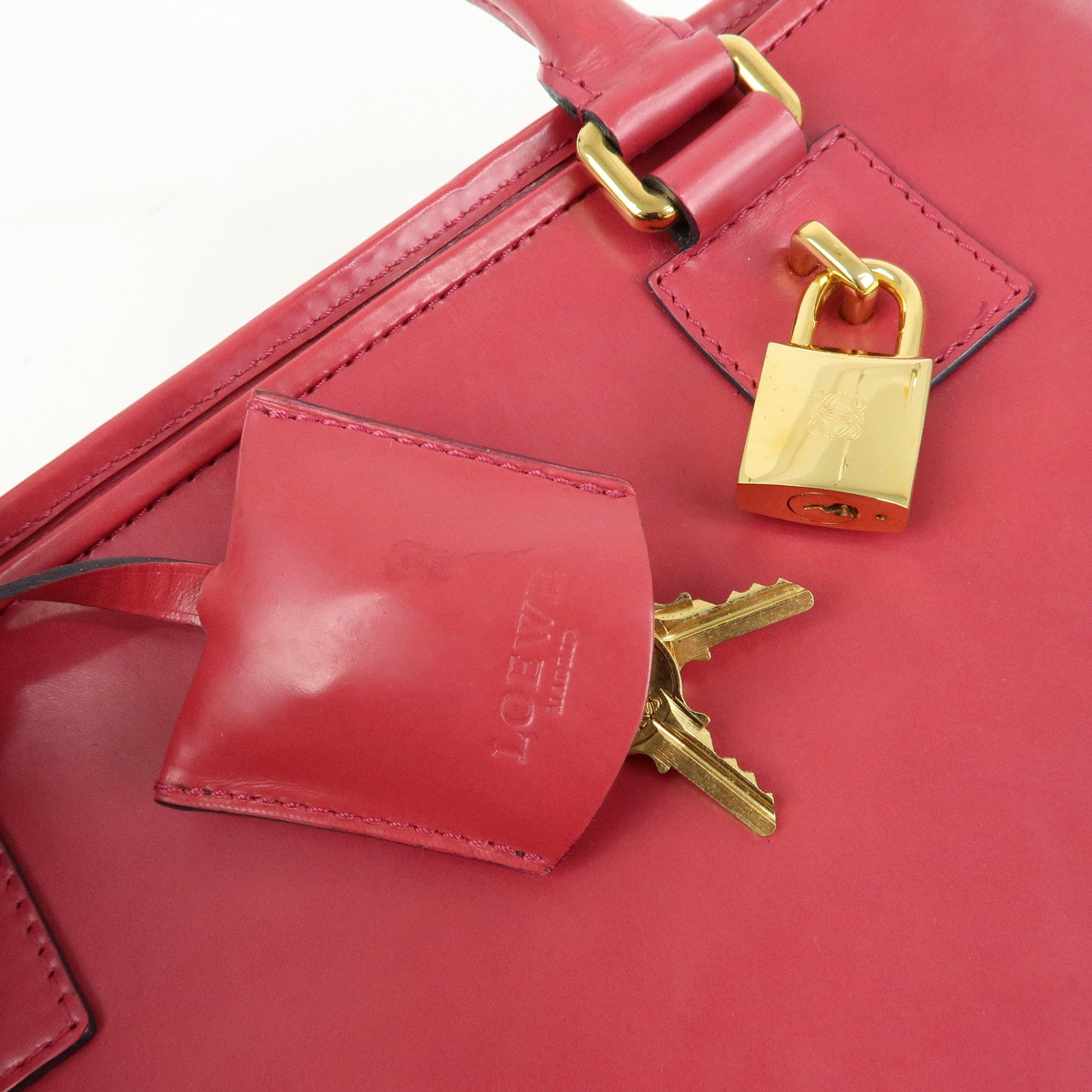 LOEWE Anagram Leather Amazona 28 Hand Bag Boston Bag Pink