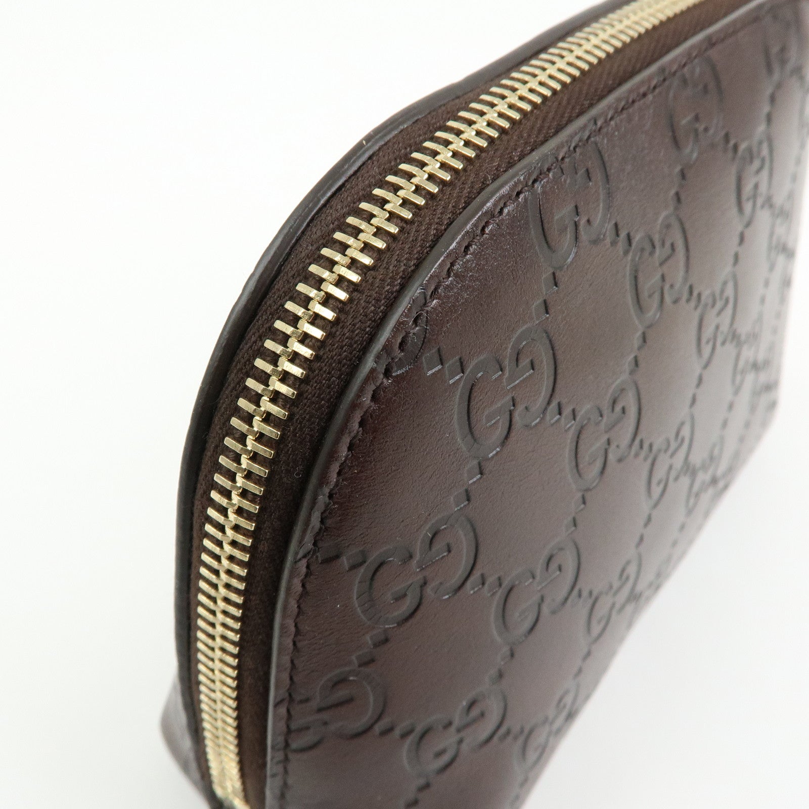 GUCCI Guccissima Leather Cosmetic Pouch Brown 141810