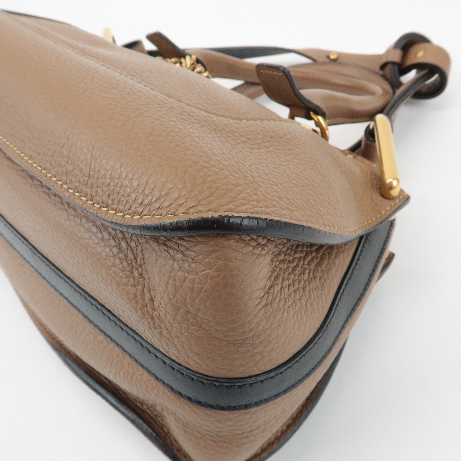 Chloe Hayley Leather 2WAY Bag Hand Bang Shoulder Bag Brown