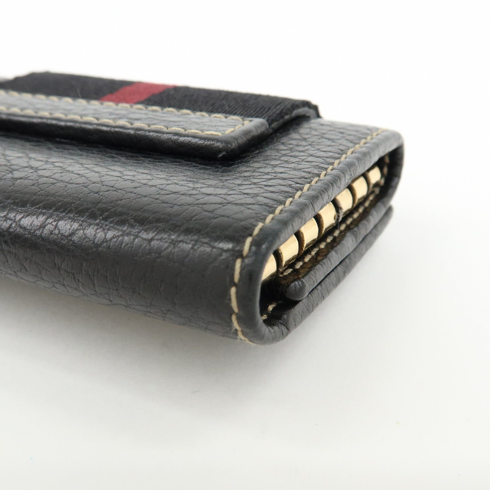 GUCCI Sherry Leather 6 Ring Key Case Key Holder Black 181673