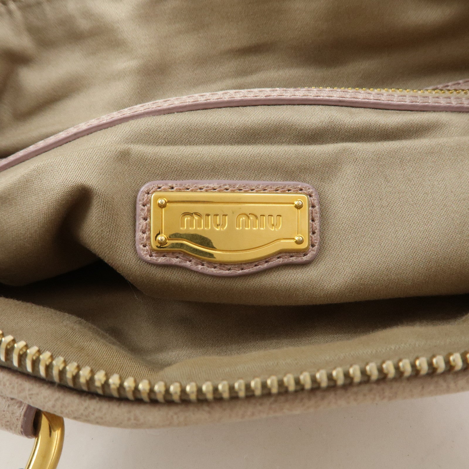 MIU MIU Logo Leather  2Way Bag Hand Bag Shoulder Bag Ivory