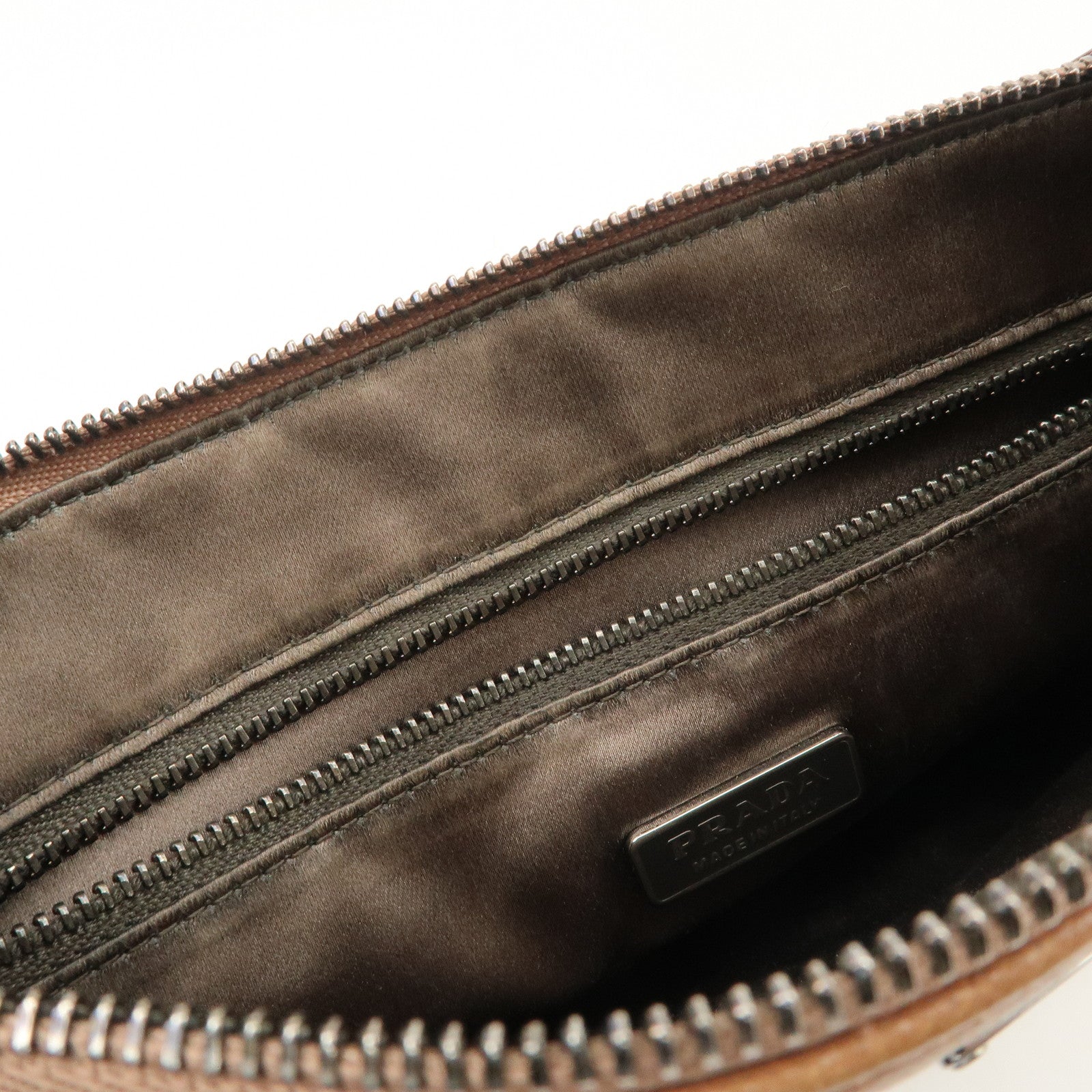PRADA Triangle Logo Leather Shoulder Bag Hand Bag Brown Used