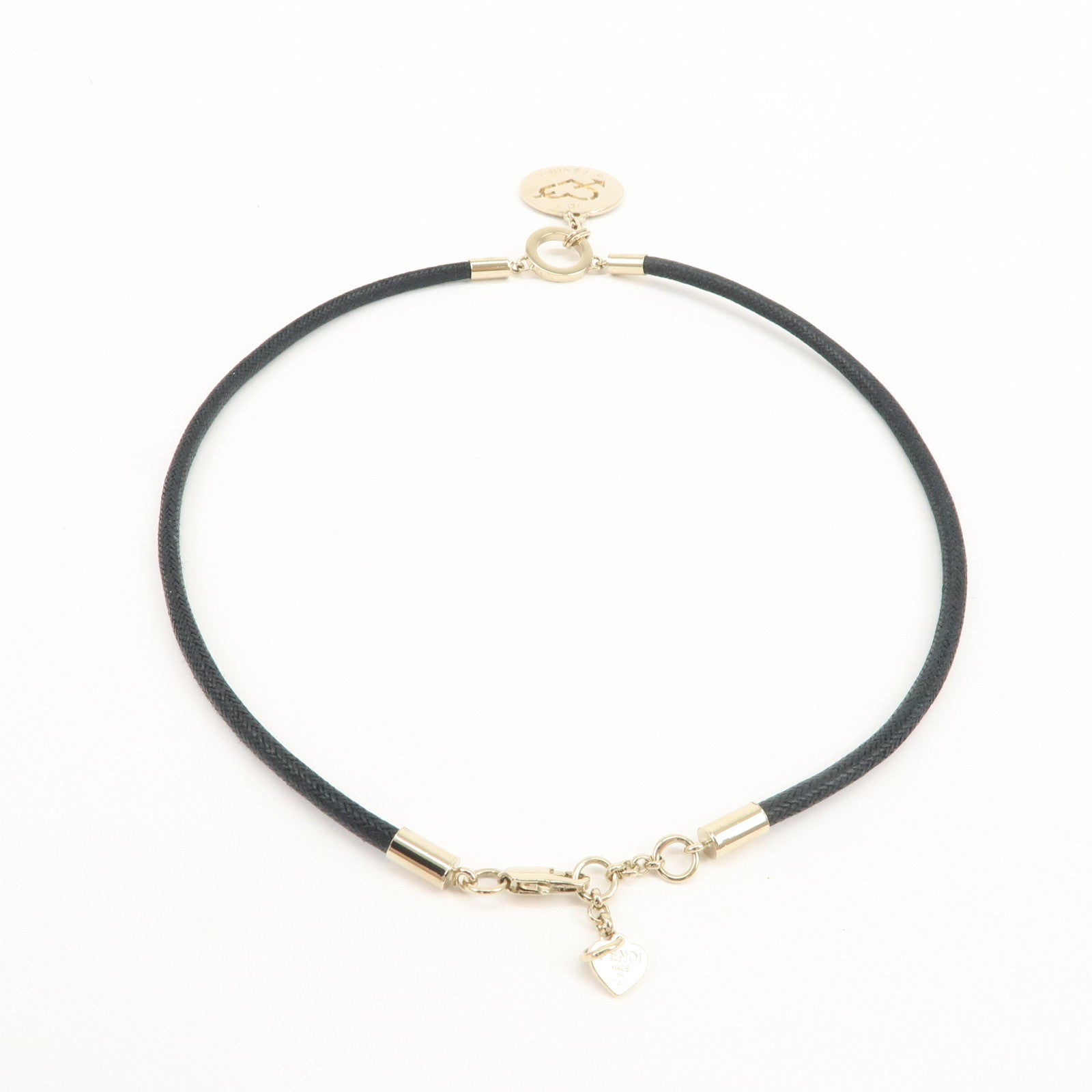 FENDI Logo Metal Necklace Silver Black