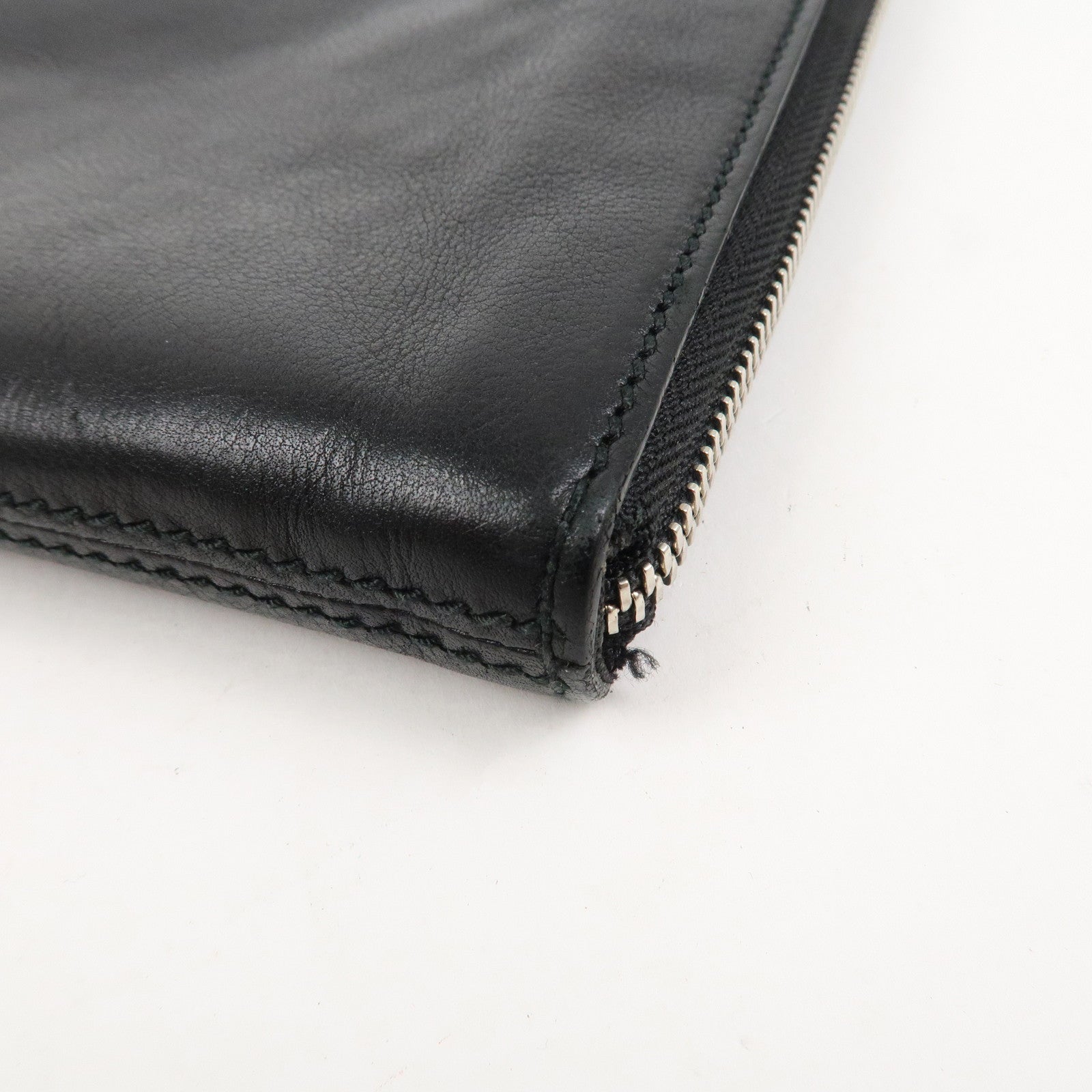 BVLGARI Logo Leather Clutch Bag Black
