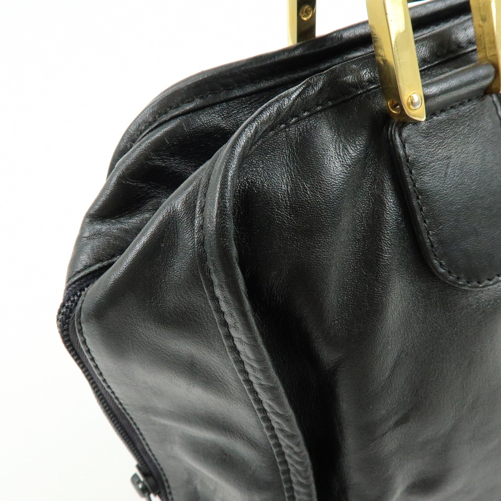 LOEWE Anagram Amazona36 Leather Hand Bag Boston Bag Black