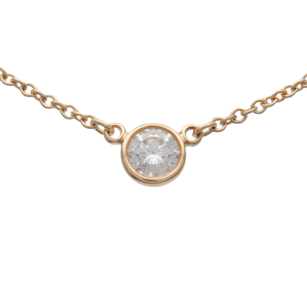 Tiffany & Co By The Yard 1P Diamond Necklace K18 750YG Yellow Gold