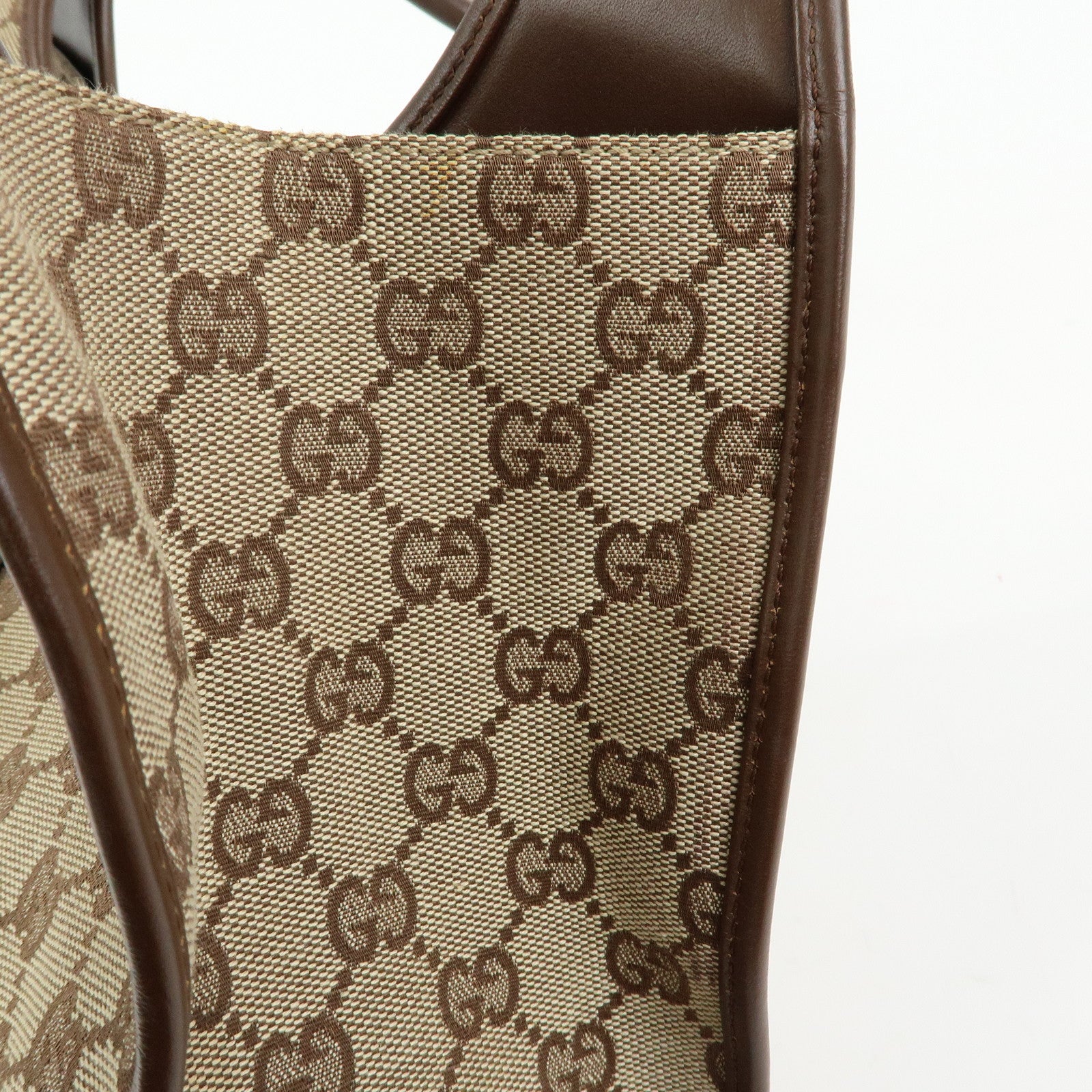 GUCCI Jackie GG Canvas Leather Shoulder Bag Beige Brown 01719