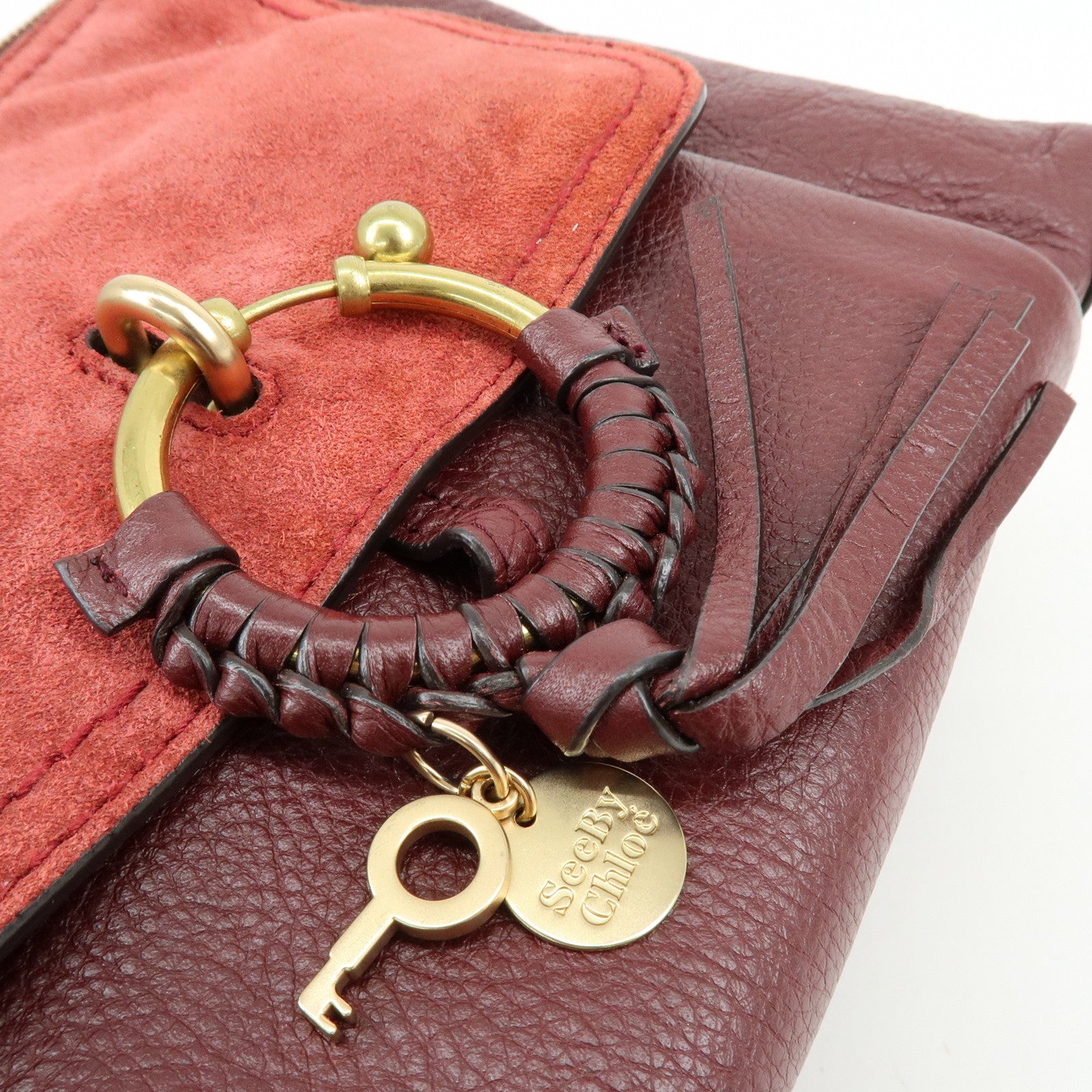 Chloe See By Chloe Joan Suede Leather 2Way Shoulder Bag Bordeaux