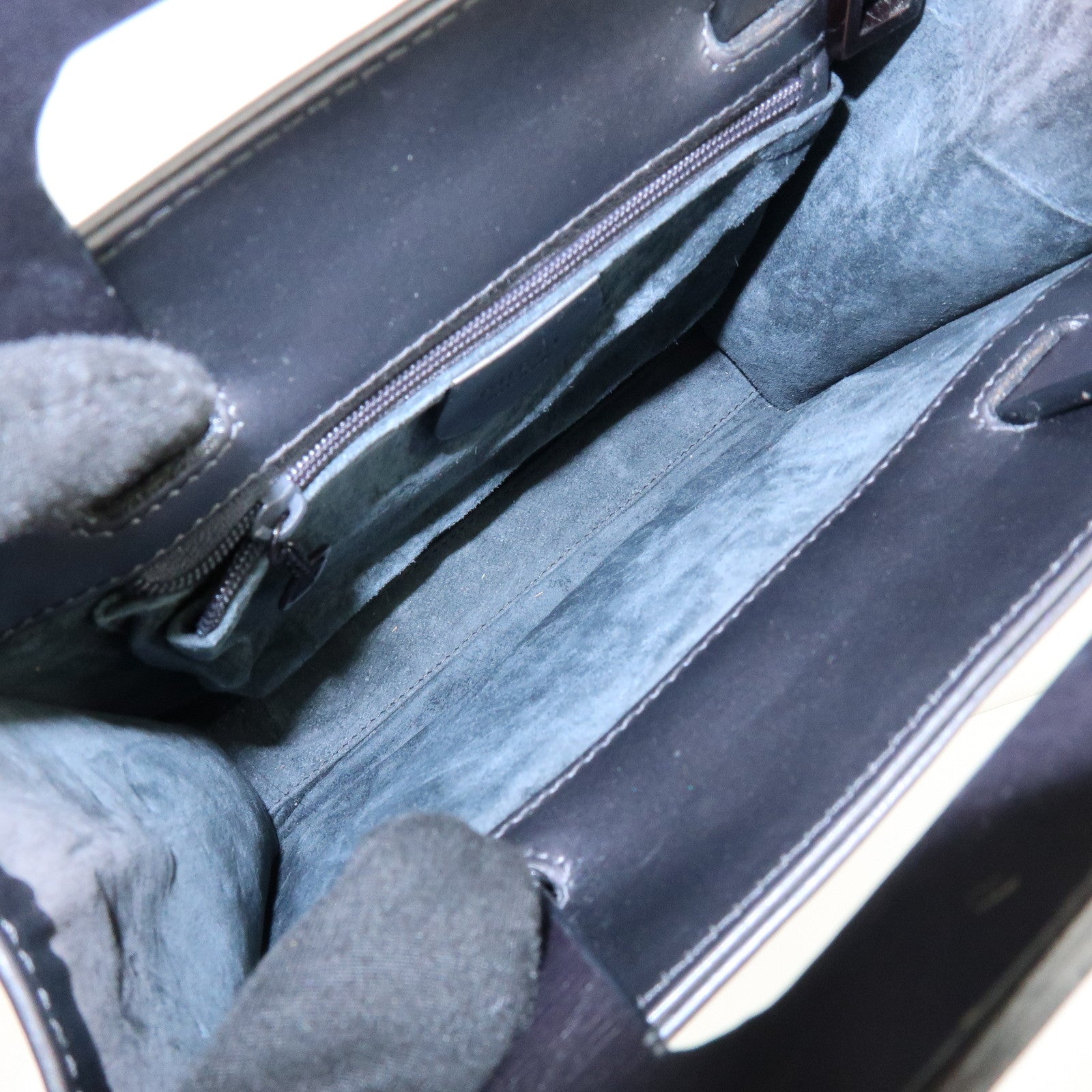 GUCCI Leather 2Way Bag Hand Shoulder Bag Silver Gray 001・1434・1855