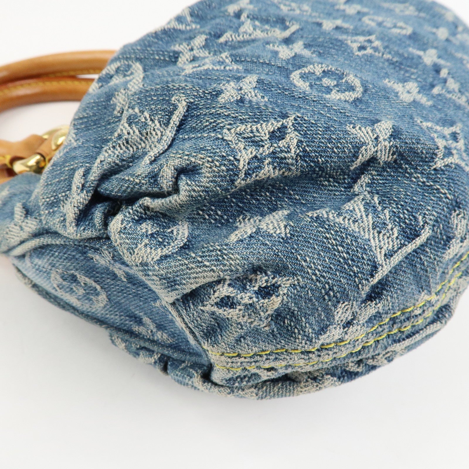 Louis Vuitton Monogram Denim Pleaty Hand Bag Blue M95020