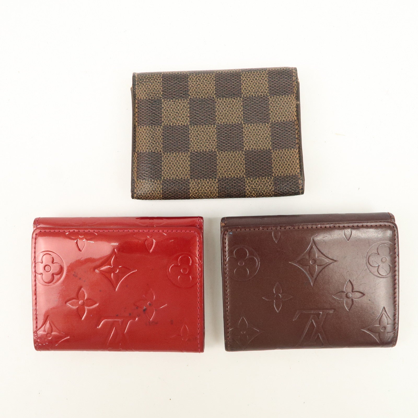Louis Vuitton Damier Vernis Set of 3 Bi-fold Wallet Card Case Used