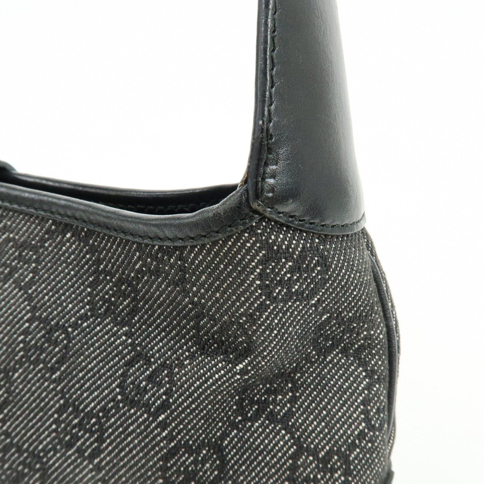 GUCCI Jackie GG Canvas Leather Shoulder Bag Hand Bag Black 01147