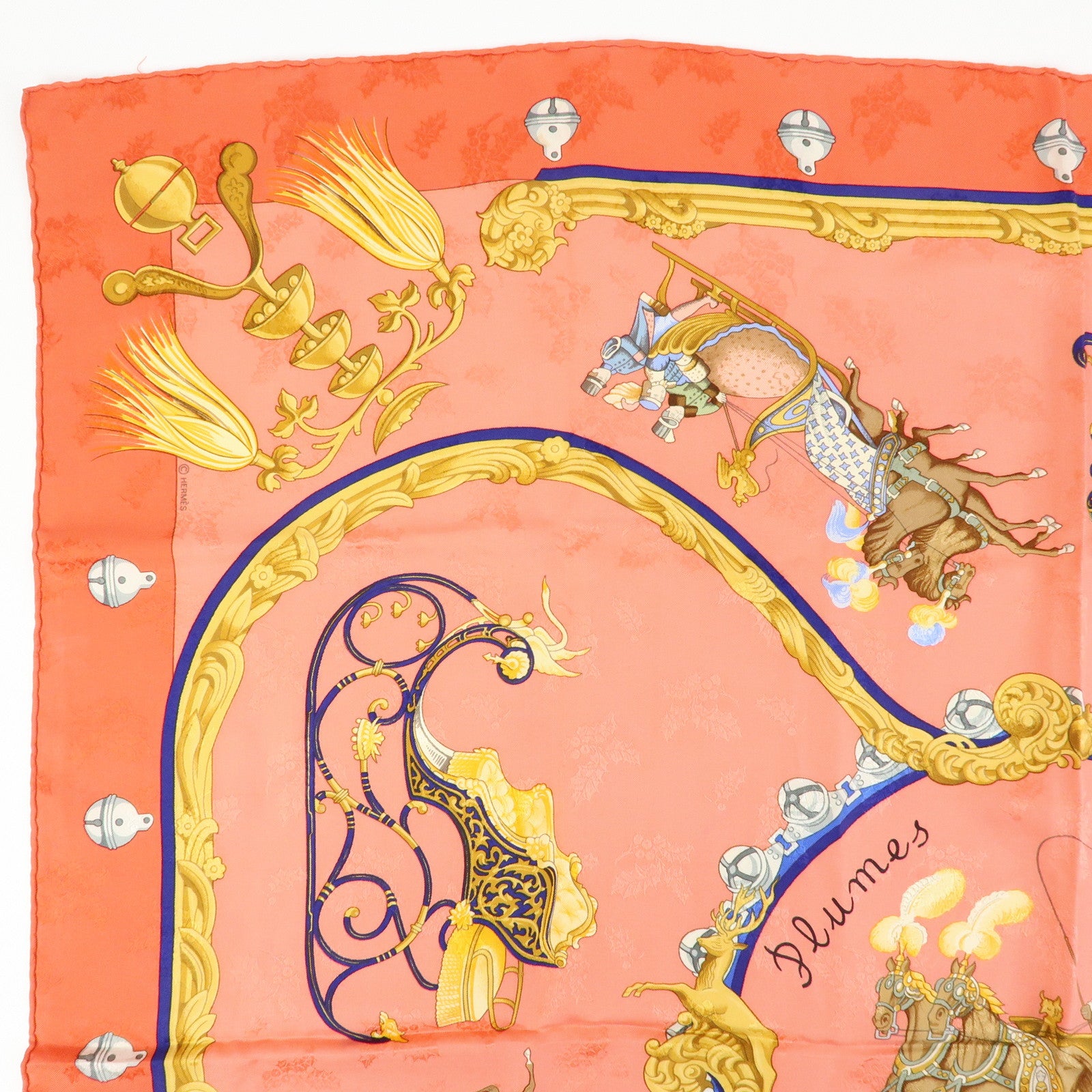 HERMES Carre 90 Set of 2 Silk 100% Scarf Pink Yellow Green