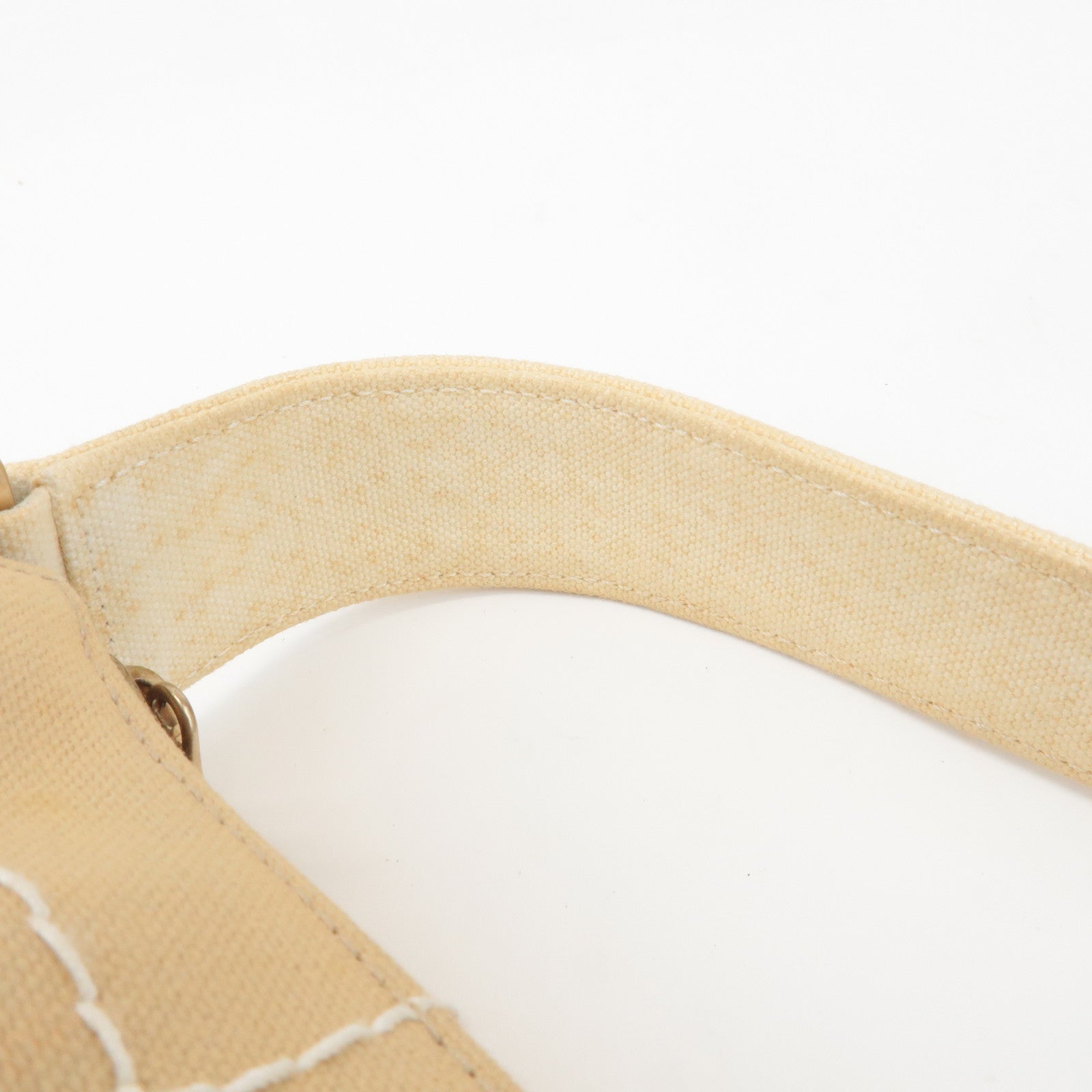 CHANEL Wild Stich Canvas Shoulder Bag Hand Bag Beige