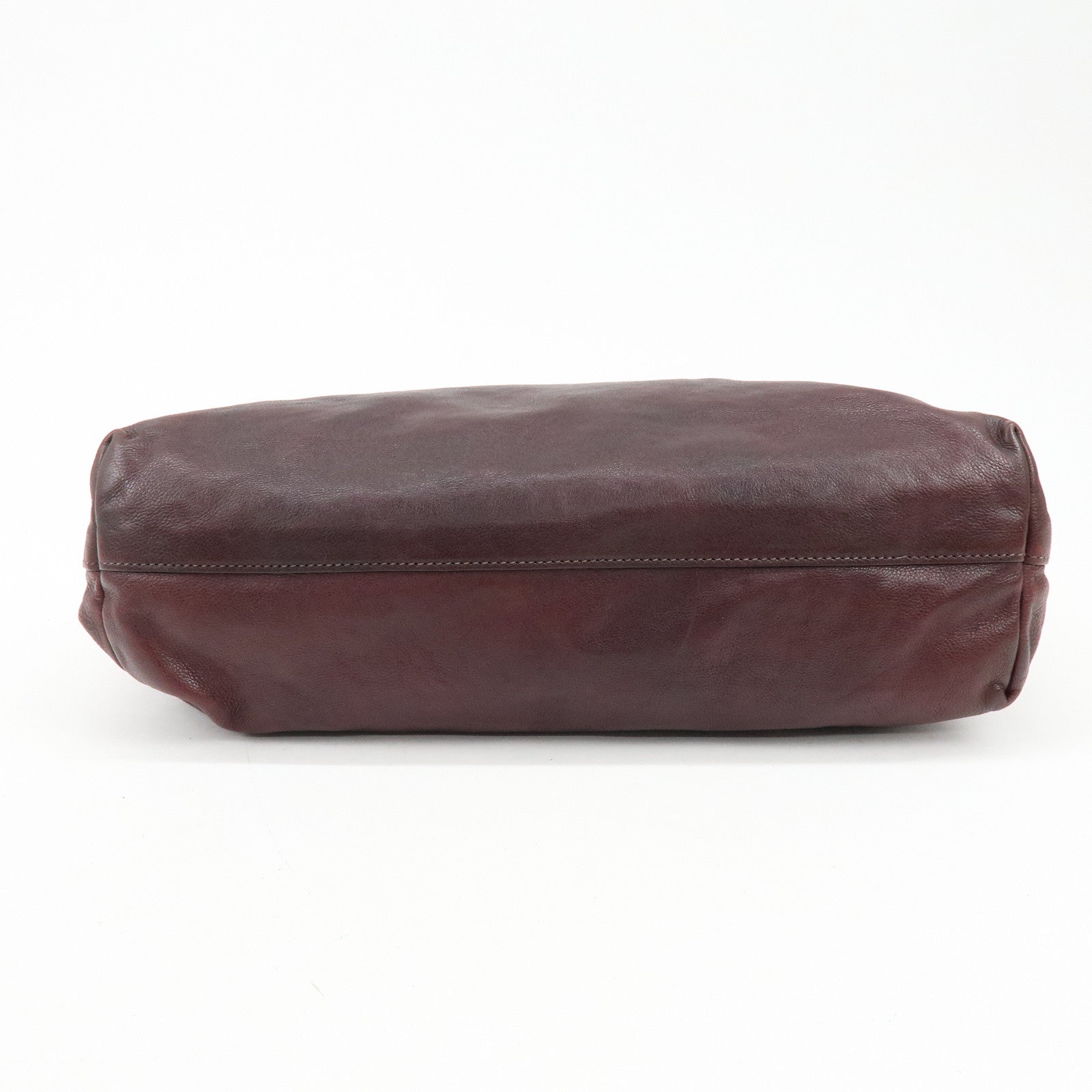 PRADA Triangle Logo Gradation Leather Tote Bag Hand Bag Bordeaux