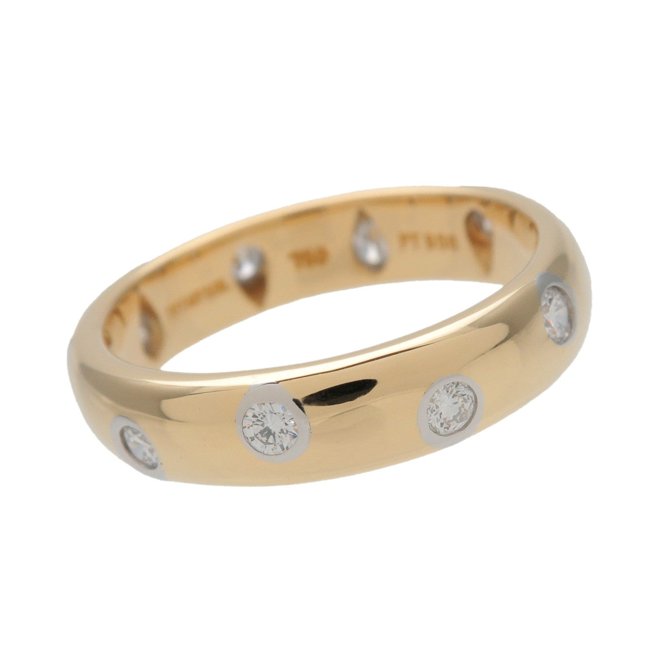 Tiffany&Co Dots Ring K18 750YG Yellow Gold Platinum Diamond US4.5