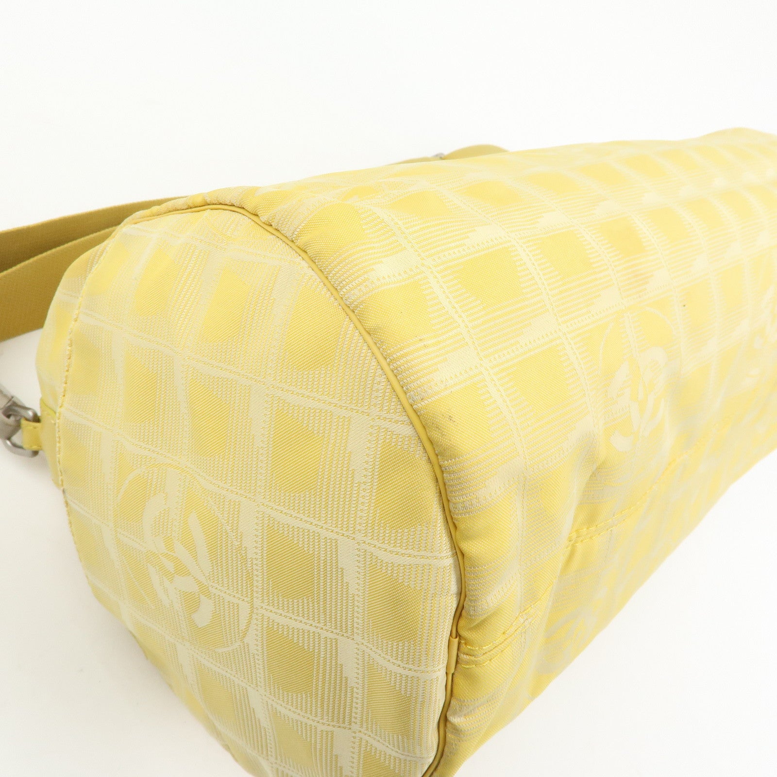 CHANEL New Travel Line Nylon Jacquard Leather Drum Bag Yellow