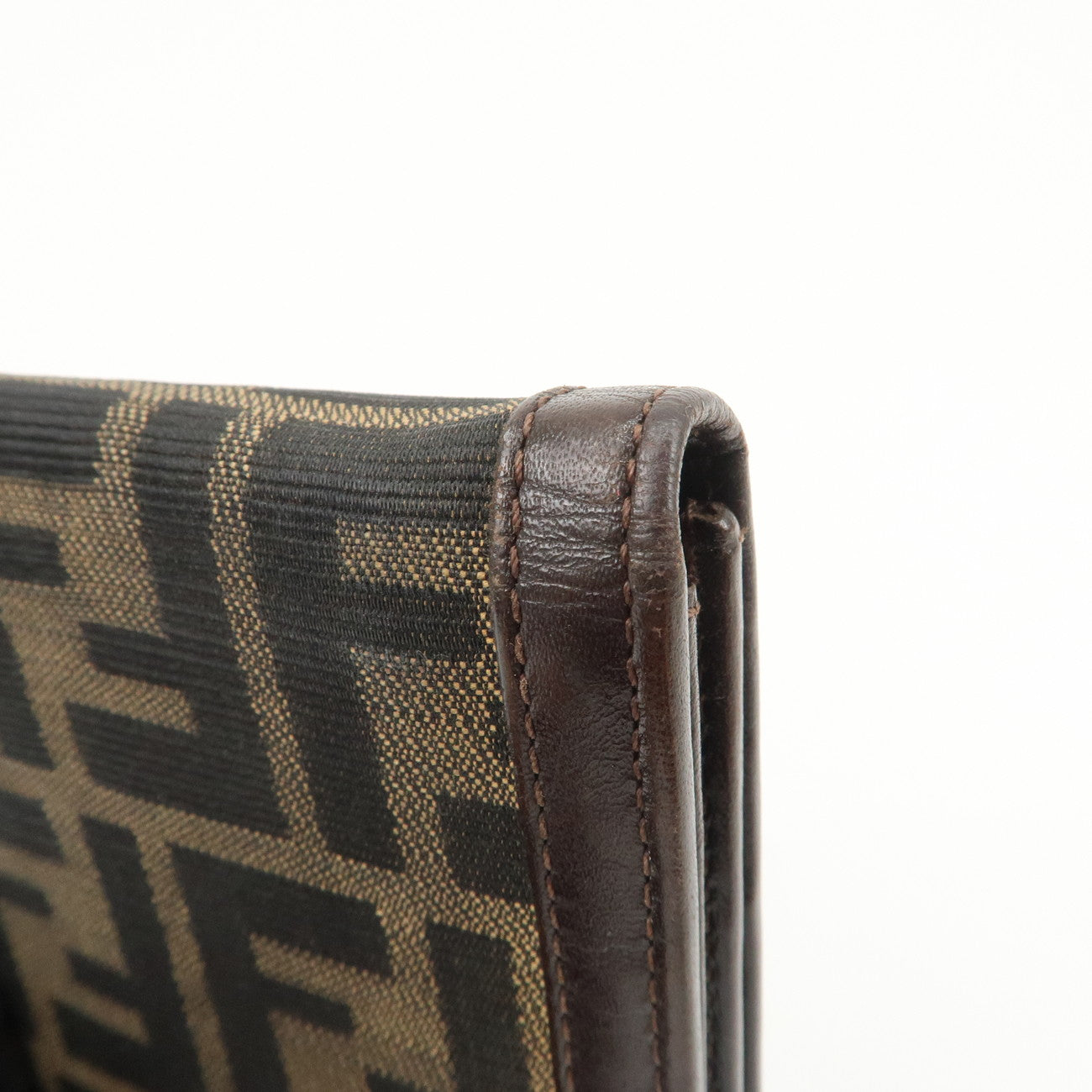 FENDI Zucca Canvas Leather Bi-Fold Long Wallet Brown 30851