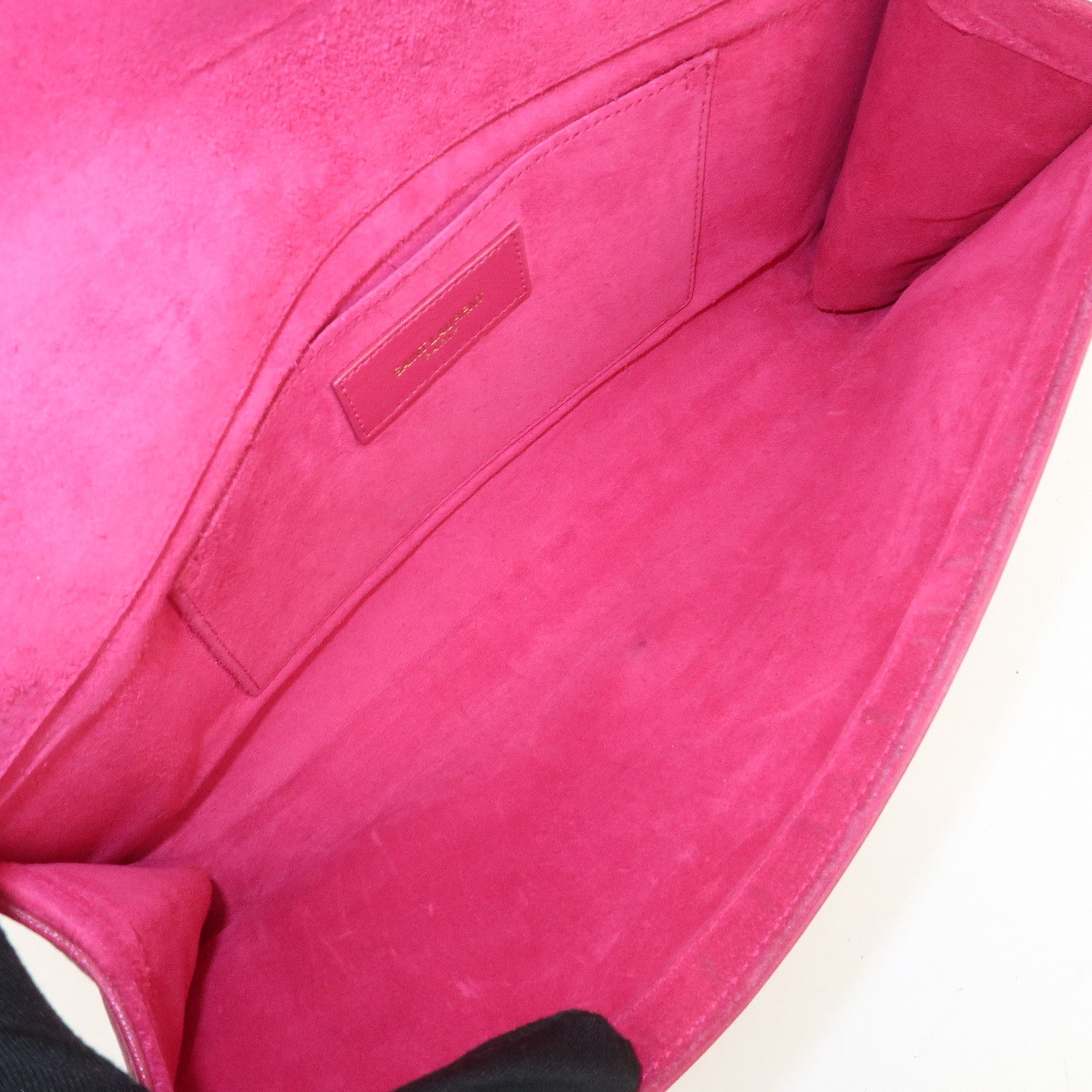 SAINT LAURENT PARIS Leather Clutch Bag Pink Gold HDW Used