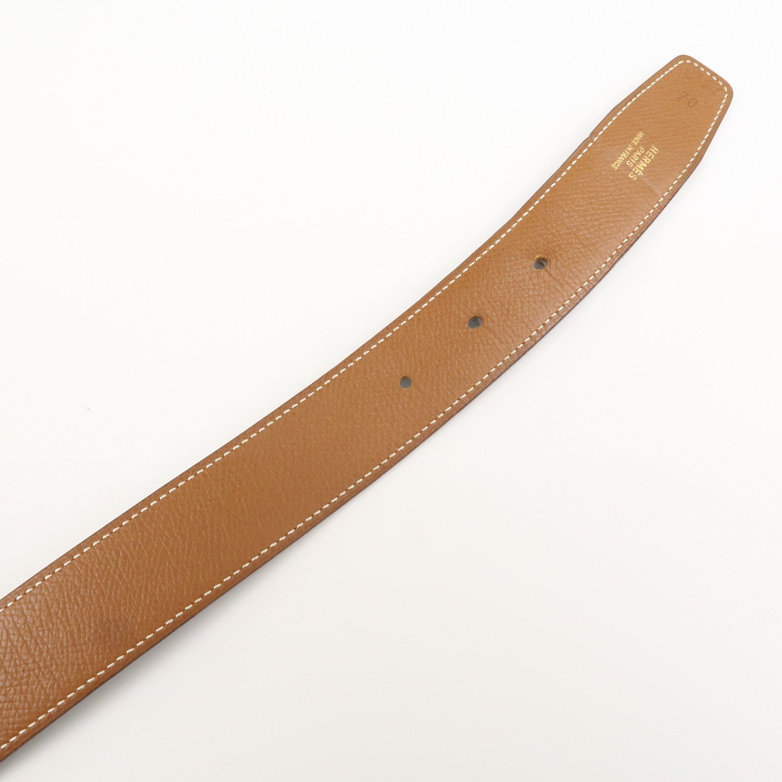 HERMES Leather H Buckle Constance Belt Reversible Black