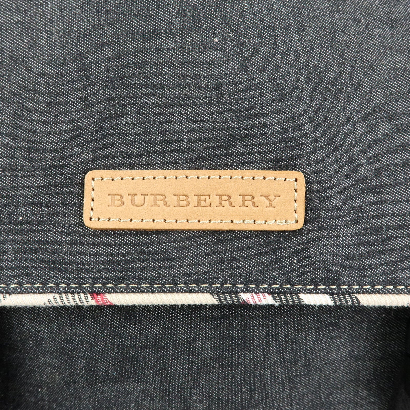 Burberry Nova Plaid Denim Canvas 2Way Shoulder Hand Bag Indigo Blue