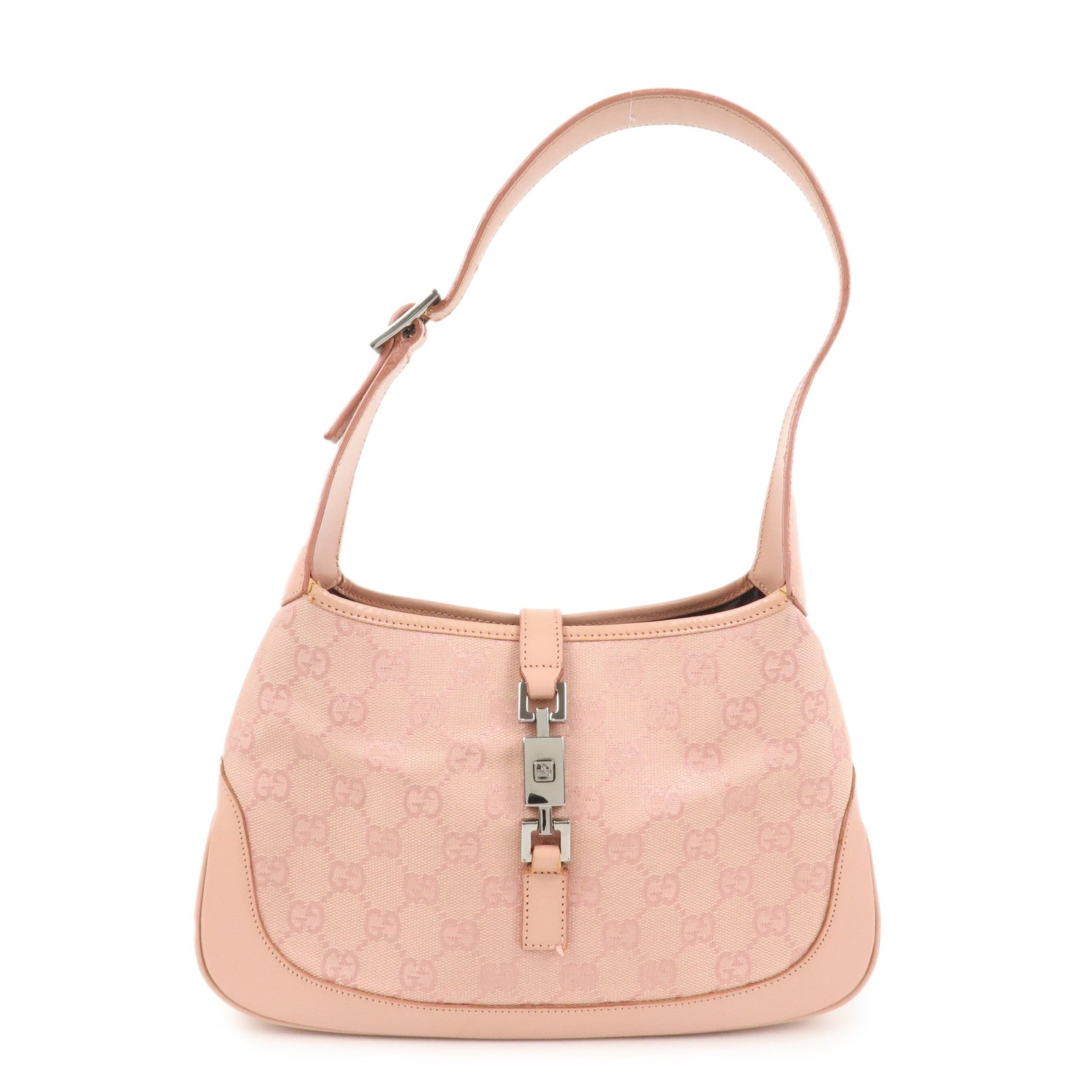 GUCCI Jackie Canvas Leather Shoulder Hand Bag Pink 001.3735