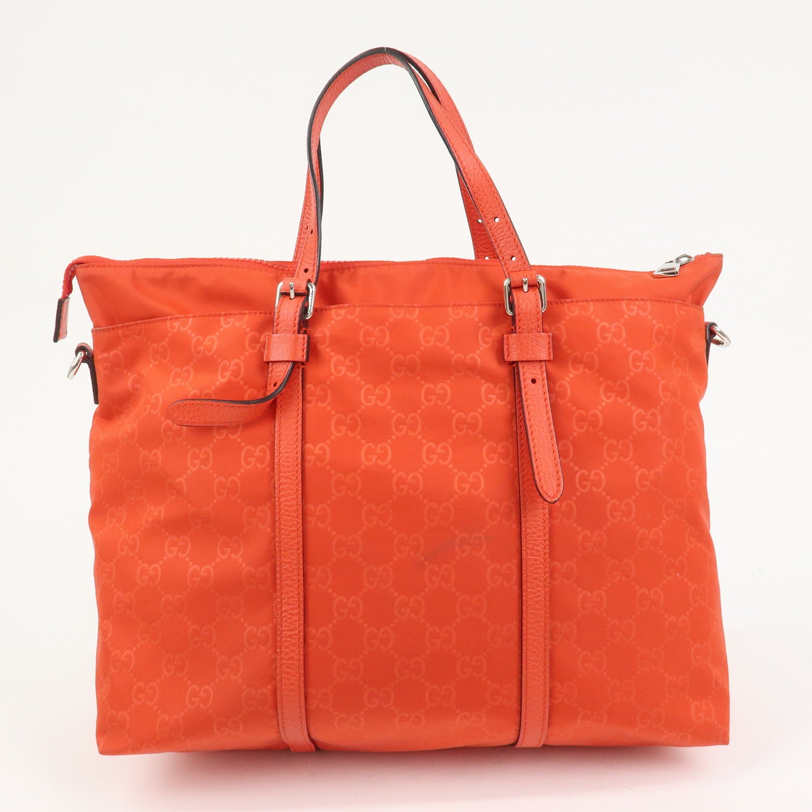 GUCCI GG Nylon Leather 2WAY Bag Hand Bag Shoulder Bag Red 387067