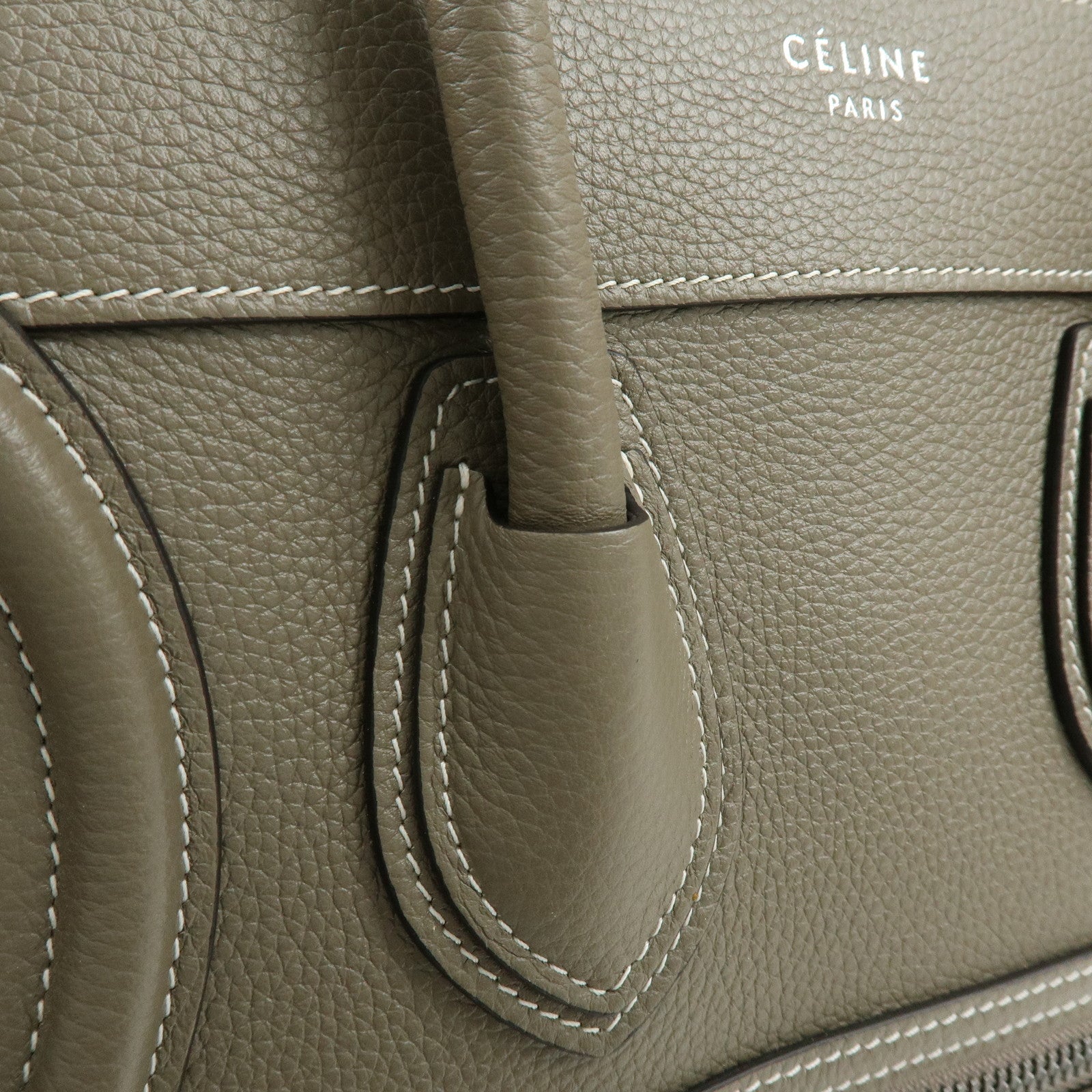 CELINE Luggage Micro Shopper Leather Hand Bag Tote Bag Gray