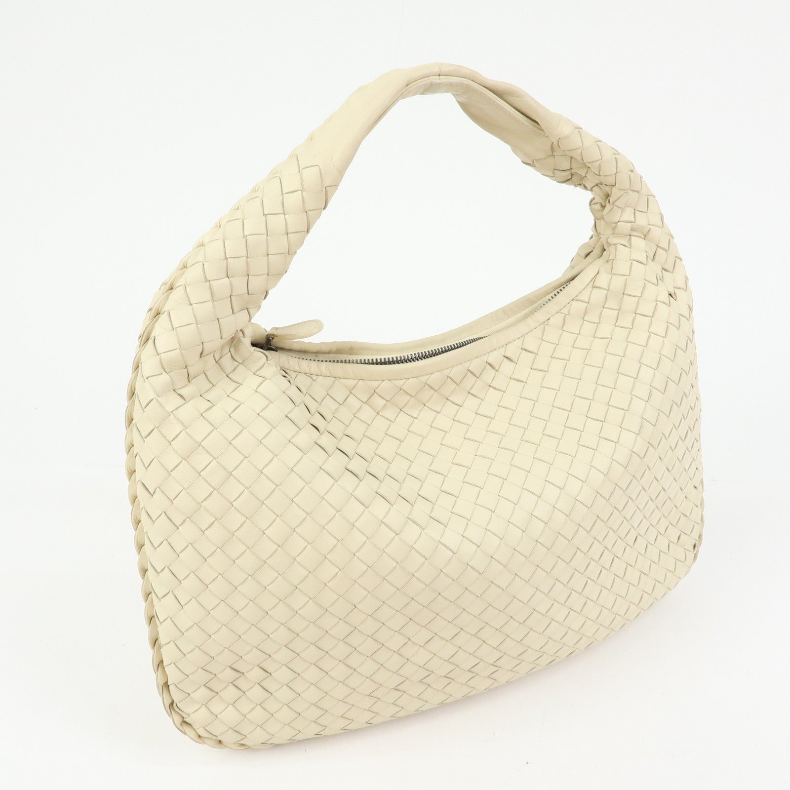 BOTTEGA VENETA Intrecciato Leather Hand Bag Ivory White