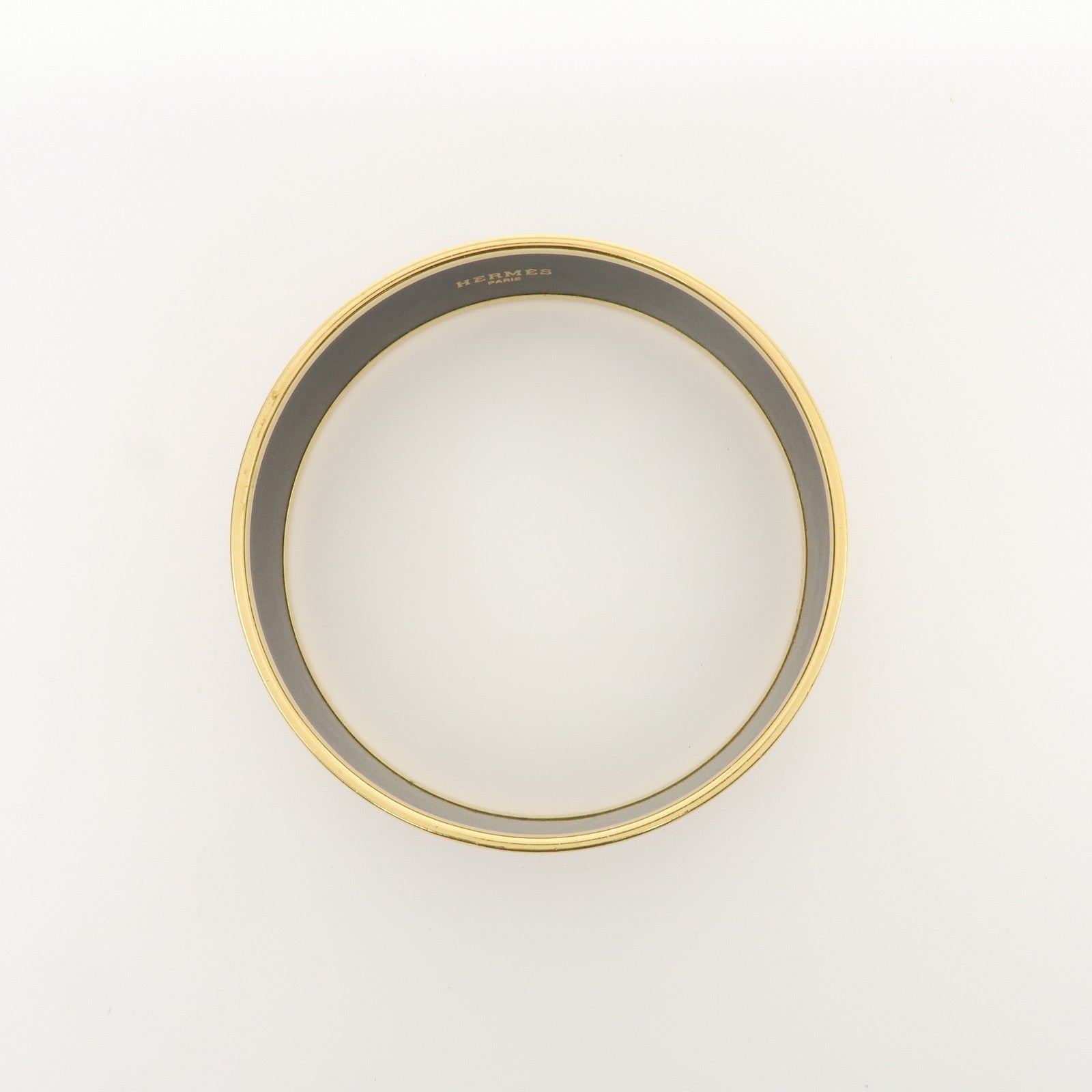 HERMES Email GM Gold Plated Bangle Bracelet Red Green