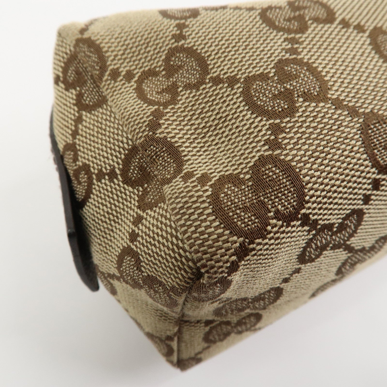 GUCCI GG Canvas Leather Pouch Cosmetic Pouch Brown 29596