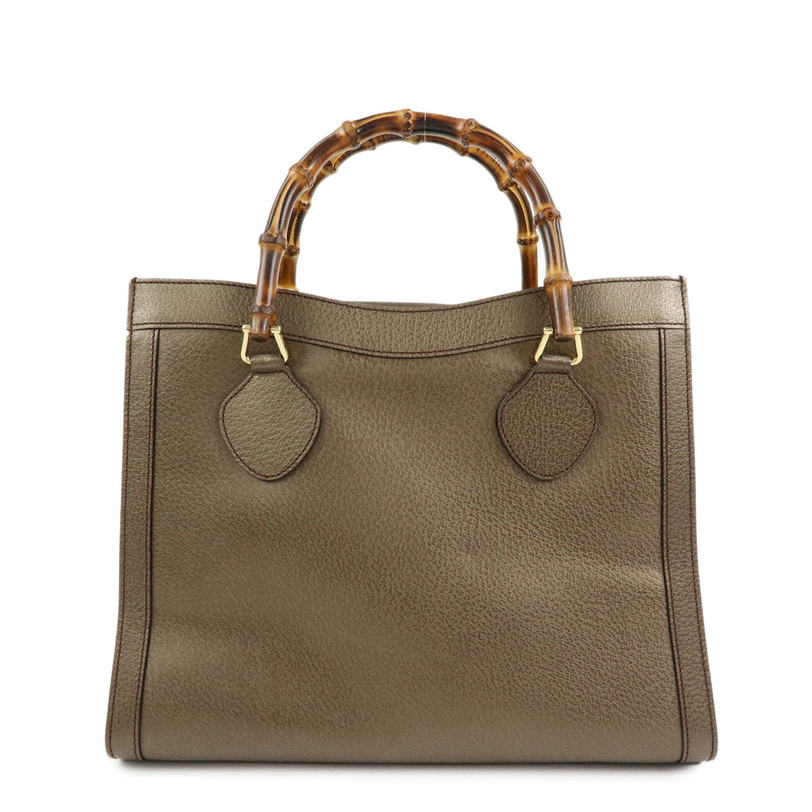 GUCCI Calf Leather Tote Bag Hand Bag Brown 002・1998・0260