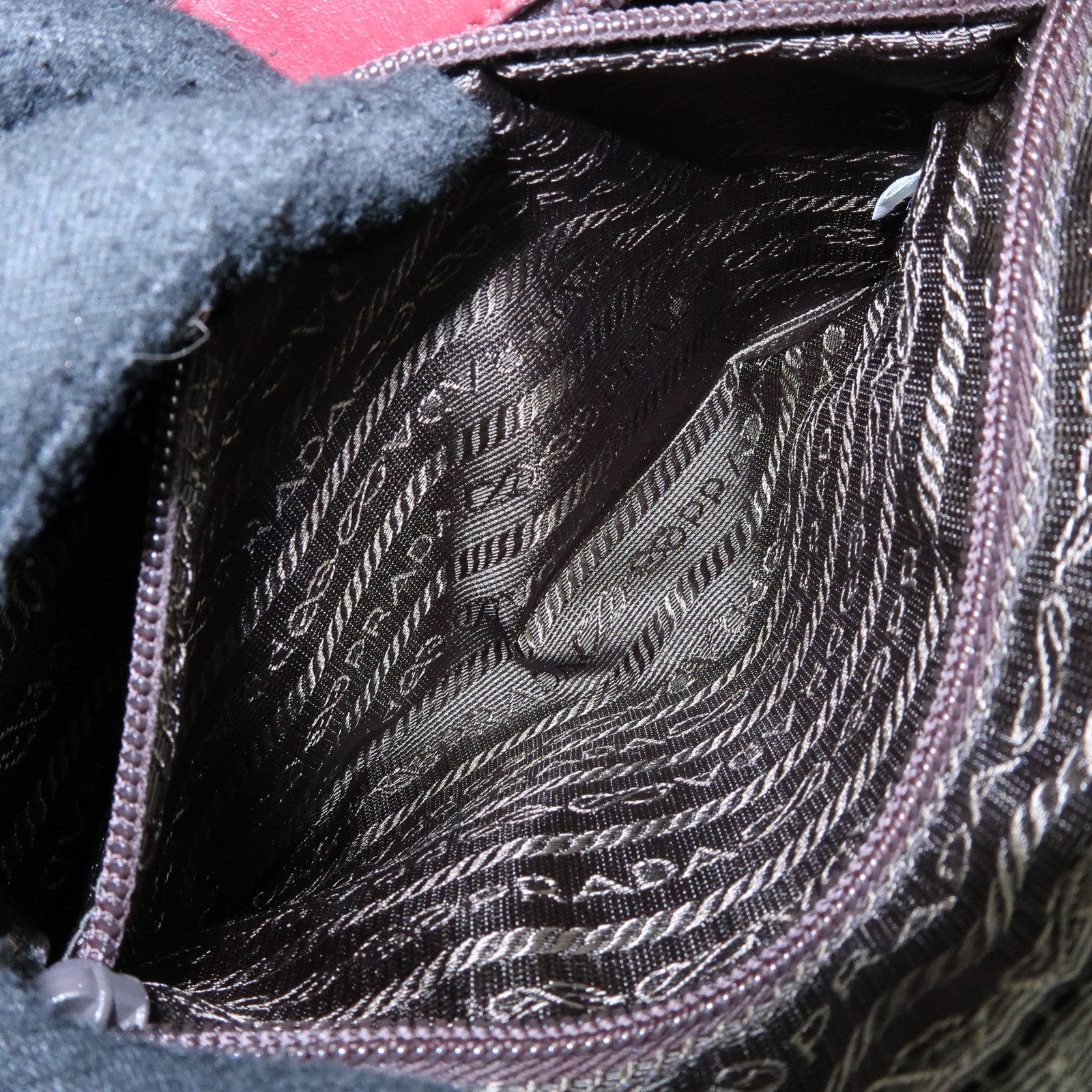 PRADA Leather Bicolor Hand Bag Mini Boston Bag Red Brown