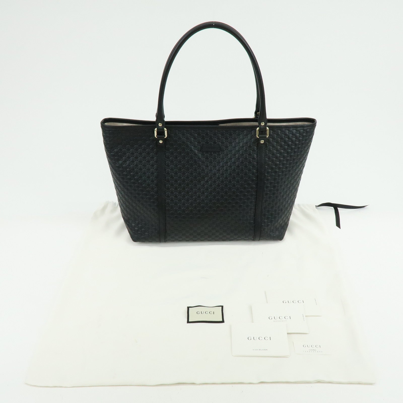 GUCCI Microguccissima Leather Tote Bag Shoulder Bag Black 449647