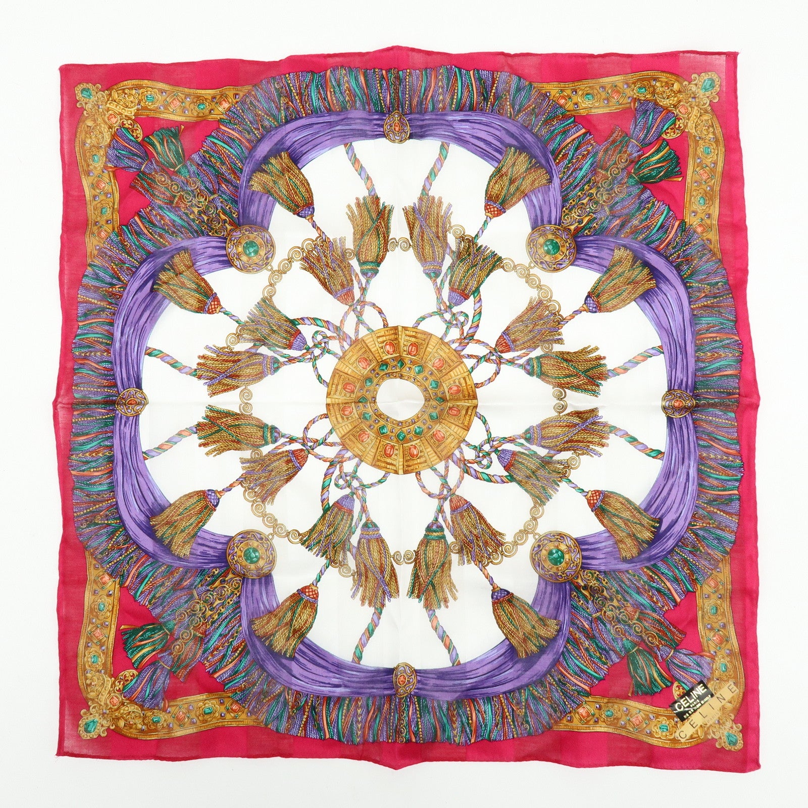LOEWE CELINE Set of 2 Silk Cotton100% Scarf Butterfly Tassel
