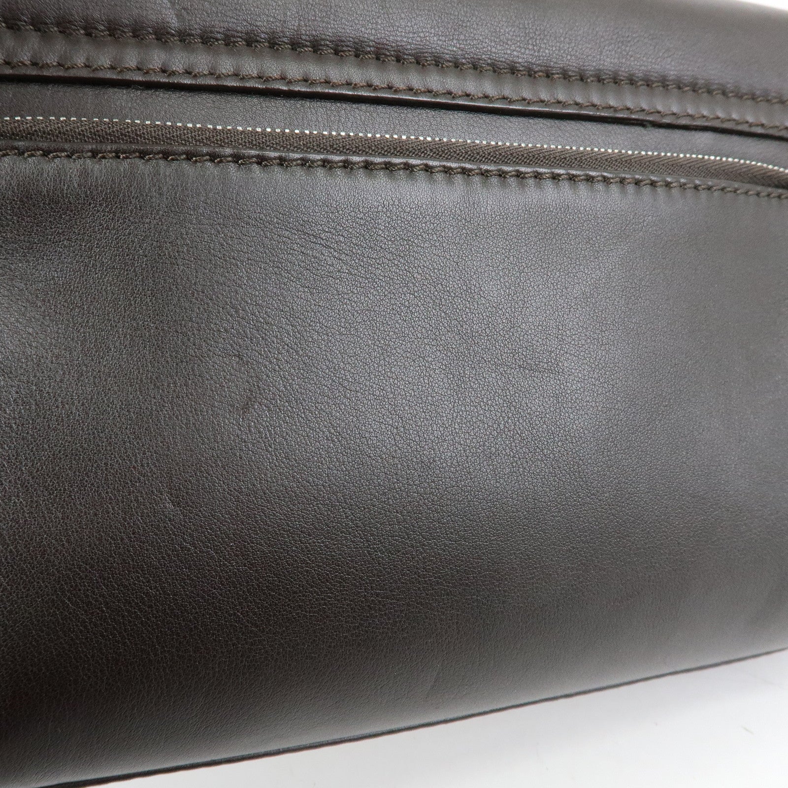Ferragamo Leather Clutch Bag Second Bag Wrist Strap Brown