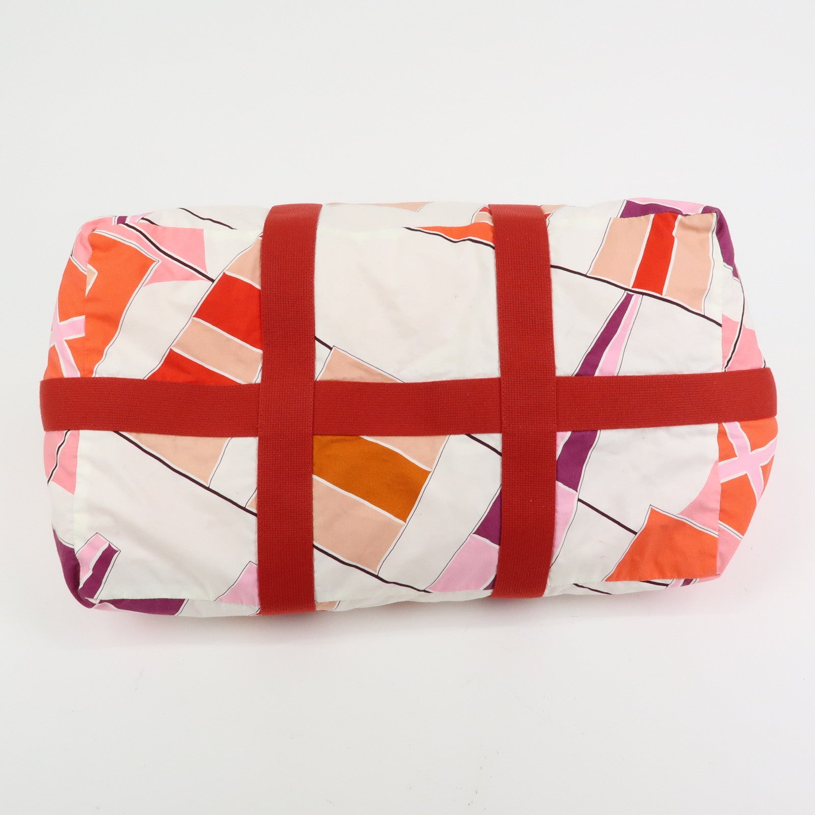 HERMES Cotton Beach Bag Cabas Drapeaux Au Vent Pink Red