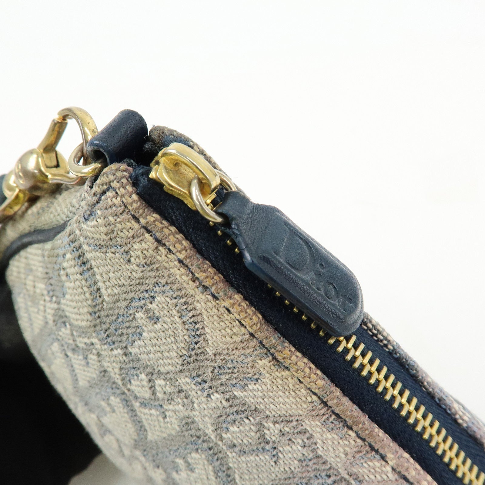 Christian Dior Saddle Trotter Jacquard Leather Shoulder Bag Navy