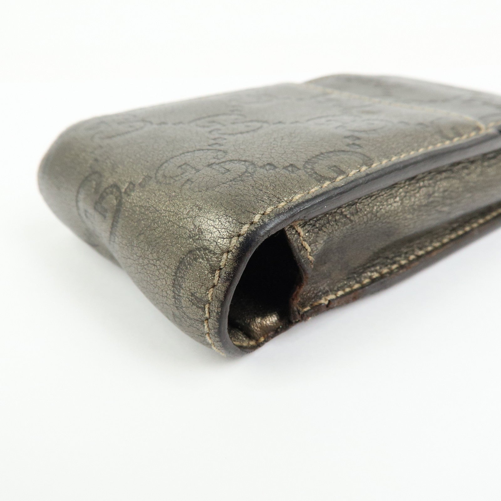 GUCCI Guccissima Leather Cigarette Case Gunmetal 181716