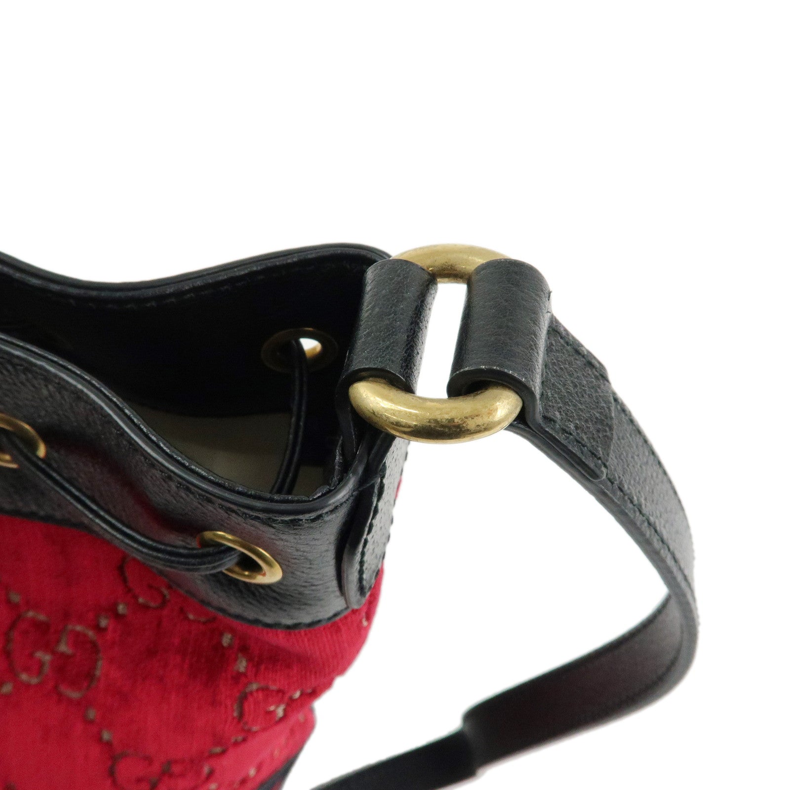 GUCCI Sherry GG Velvet Leather Shoulder Bag Red Black 574960