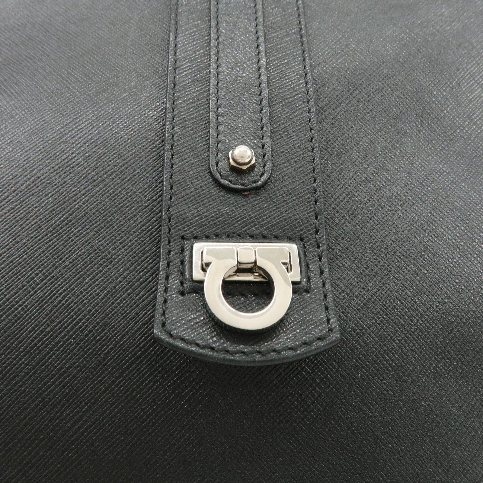 Ferragamo Gancini Leather Shoulder Bag Black Used