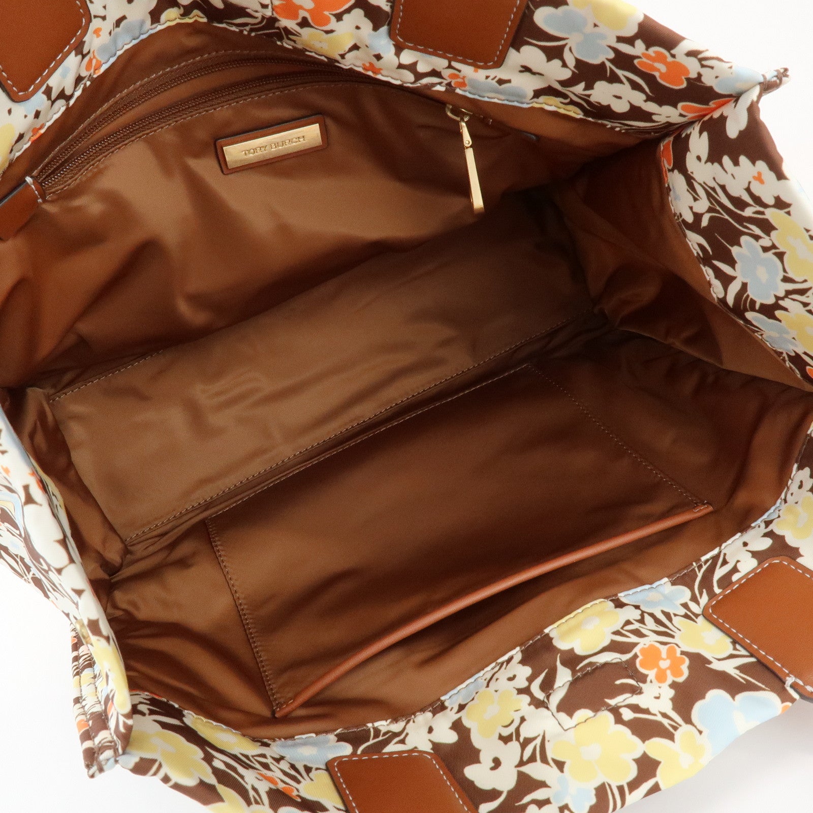 TORY BURCH Logo Nylon Tote Bag Shoulder Bag Brown Multicolor