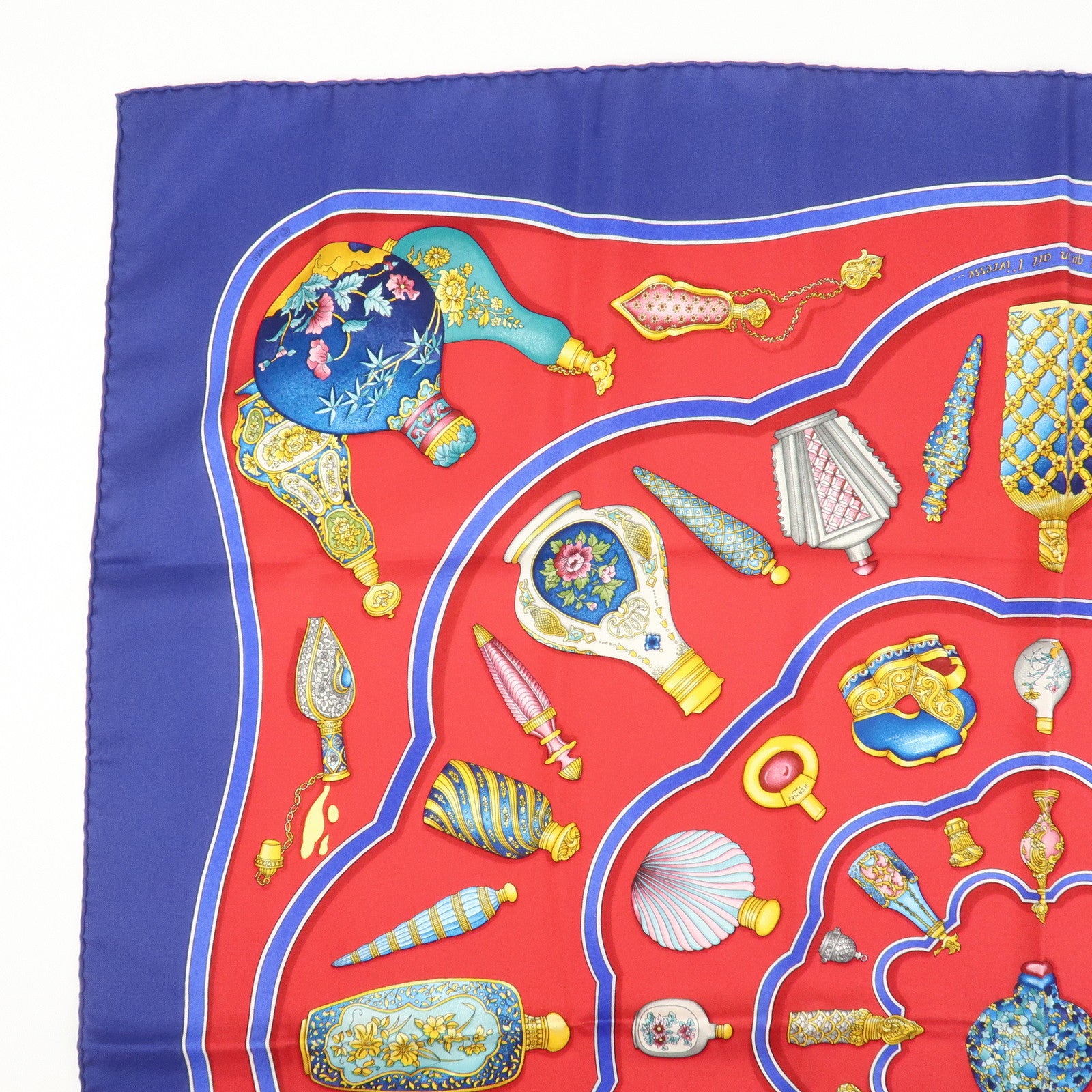 HERMES Carre 90 Silk 100% Scarf Pourvu qu'on ait l'ivresse Navy Red