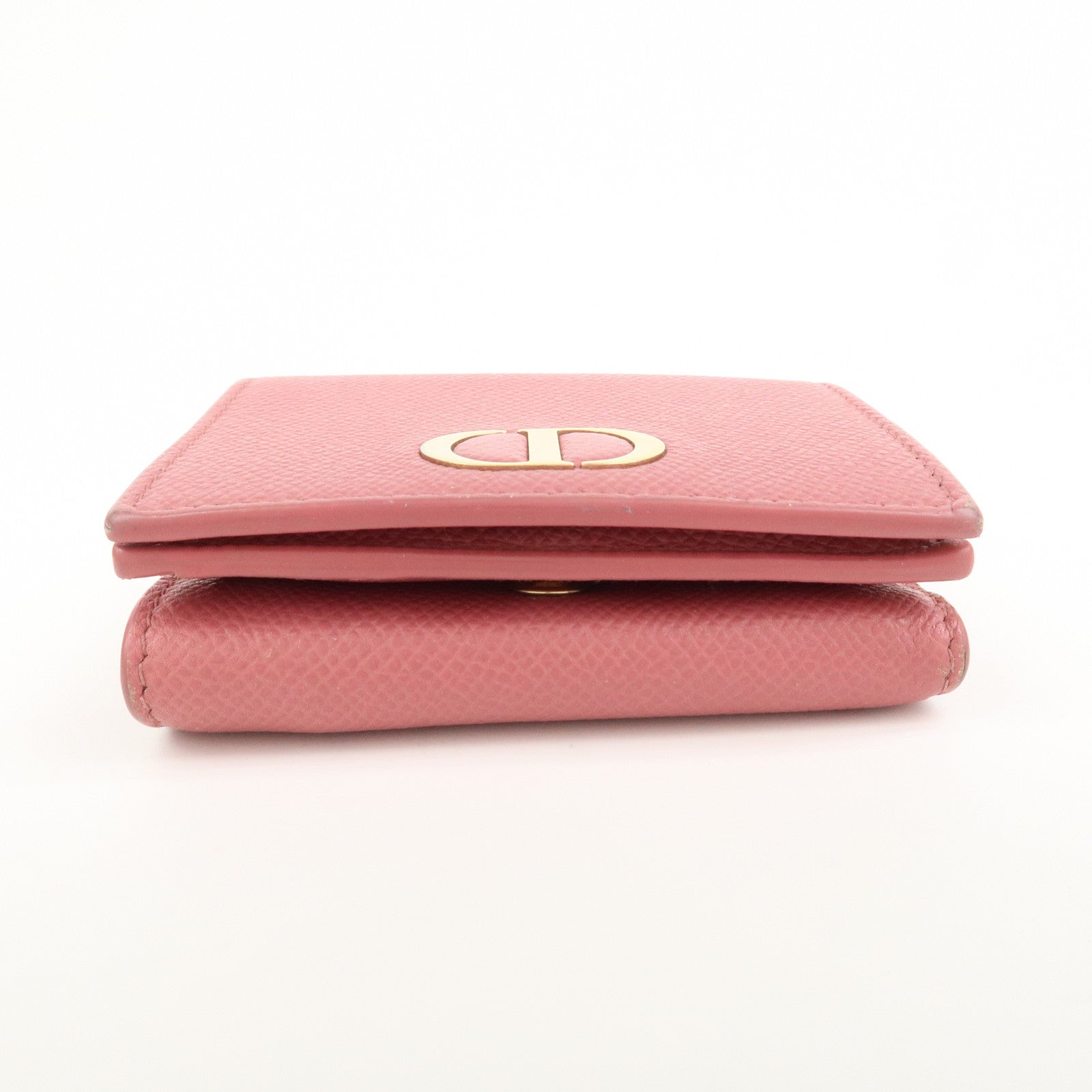 Christian Dior Logo Leather Tri-fold Small Compact Wallet Pink
