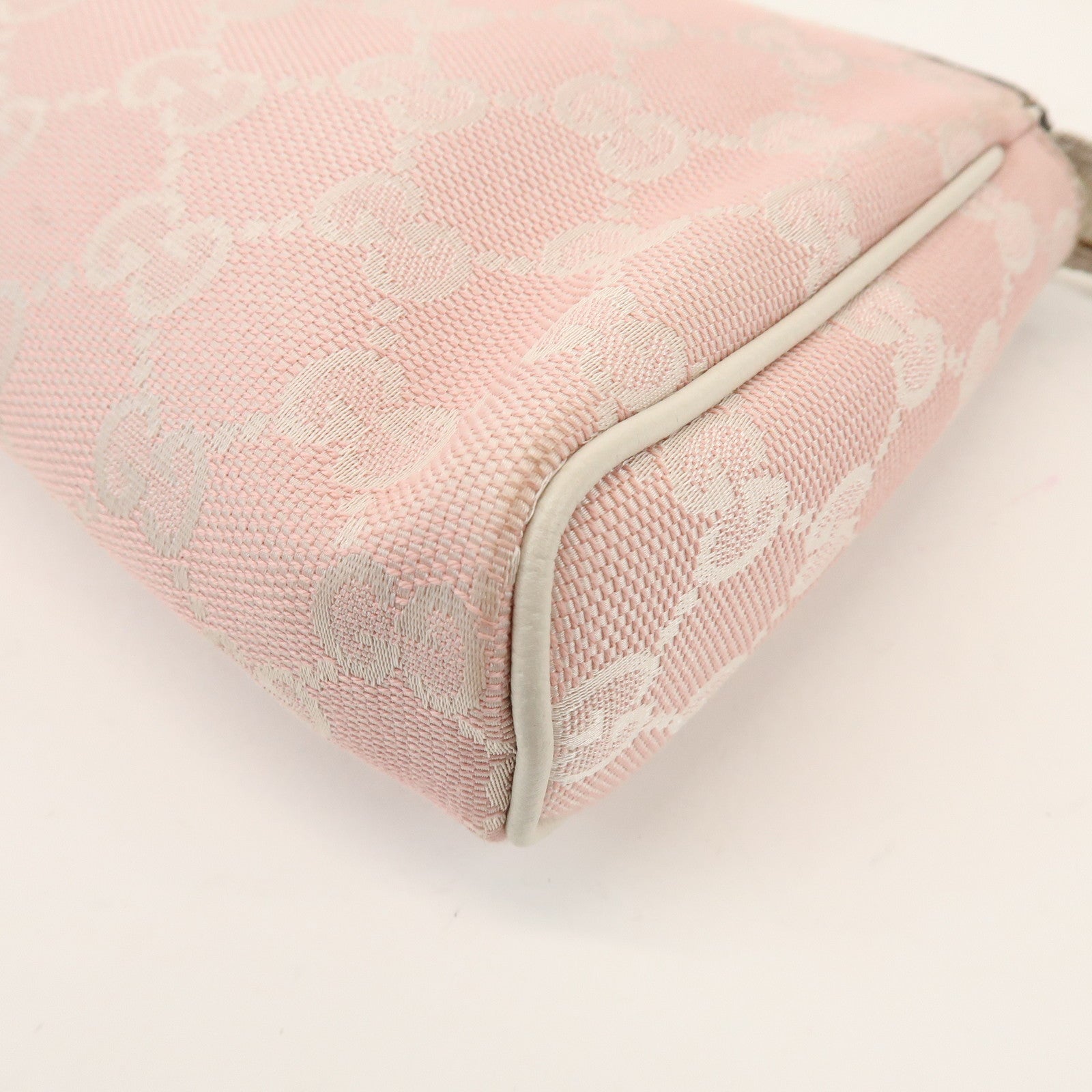 GUCCI Abbey GG Canvas Leather Accessory Pouch Hand Bag Pink 45750