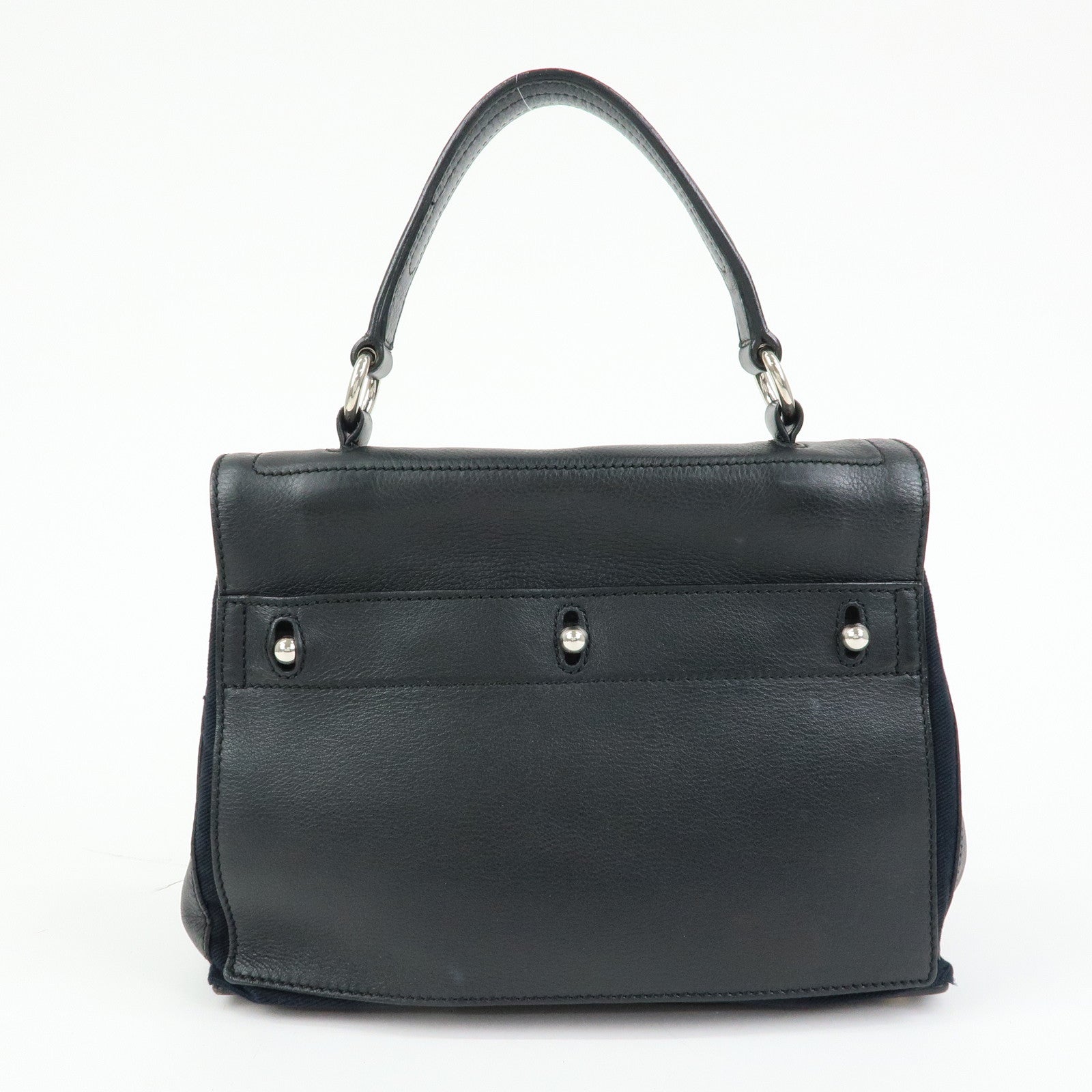 SAINT LAURENT PARIS Muse Two Leather Canvas 2WAY Bag Black 527411
