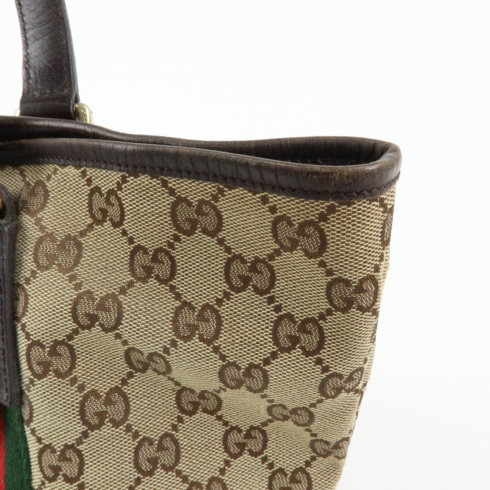 GUCCI Sherry GG Monogram Tote Bag Shoulder Bag Beige Brown 137396