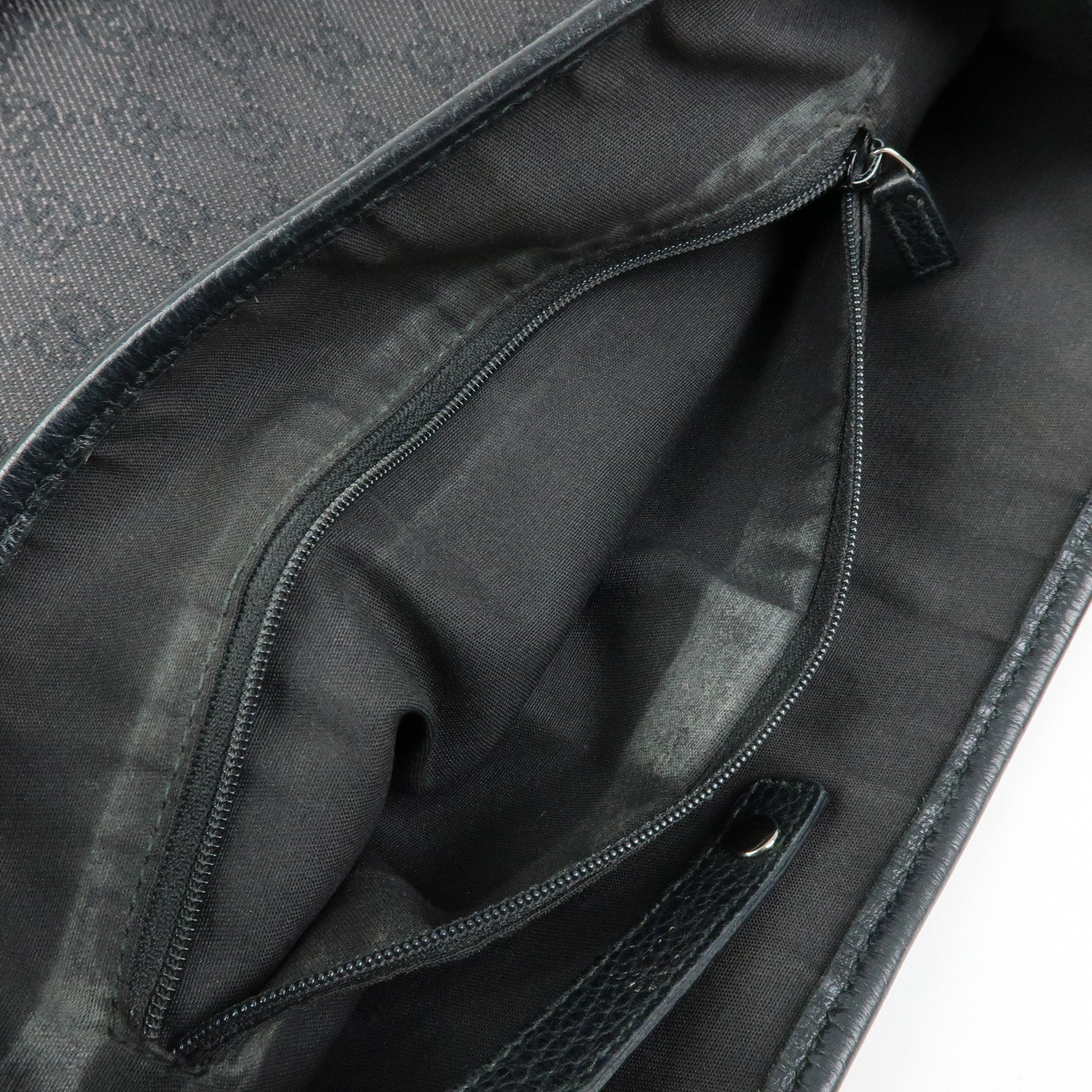 GUCCI Abbey GG Monogram Denim Tote Bag Hand Bag Black 293578