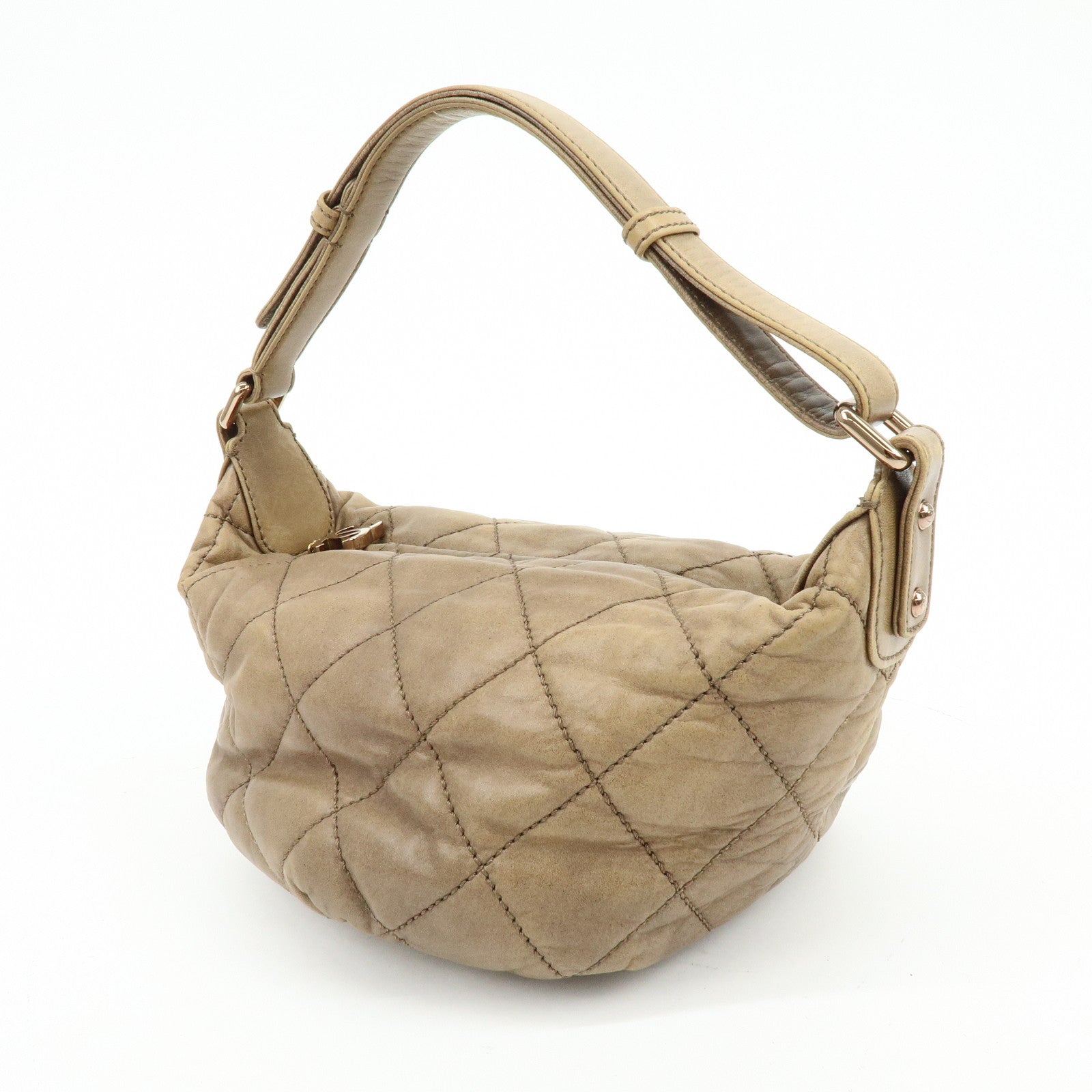 CHANEL Wild Stitch Lamb Skin Shoulder Bag Brown