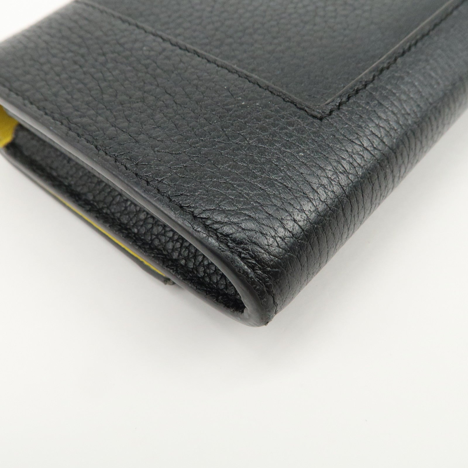 CELINE Logo Glen Calfskin Button Flap Long Wallet Navy